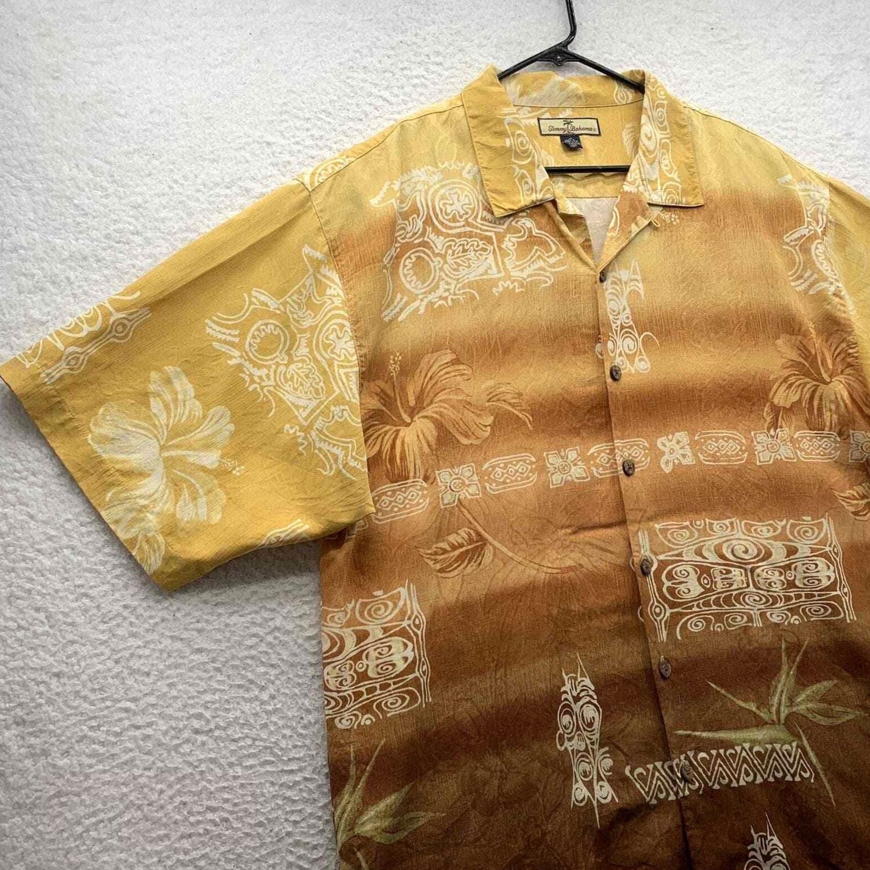 Tommy Bahama Tommy Bahama Shirt Mens XL Hawaiian Silk Tiki Floral Ombre Dad Orange Size US XL / EU 56 / 4 - 2 Thumbnail