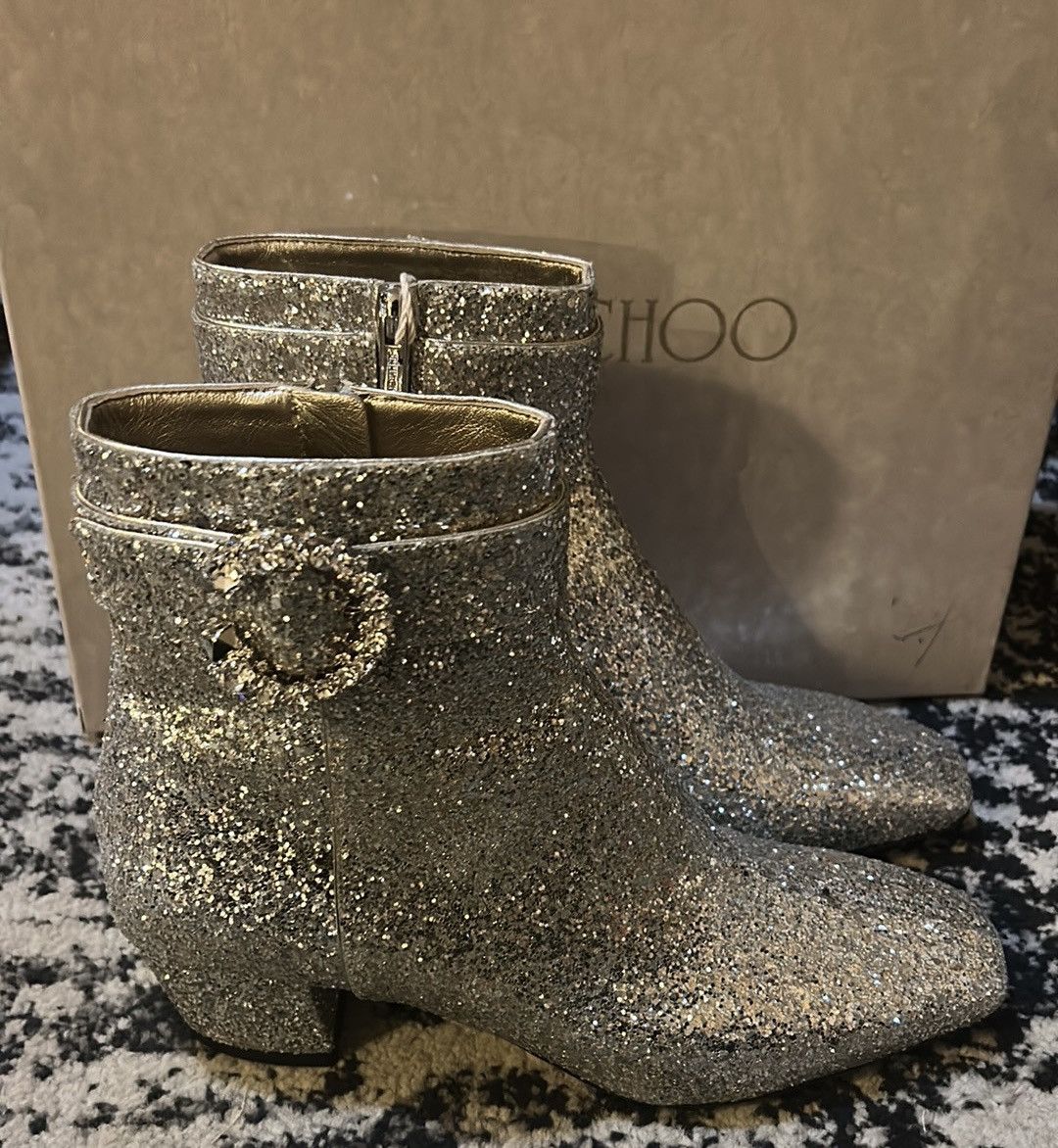 Jimmy Choo JIMMY CHOO Dazzling Coarse Glitter Fabric Crystal Myan Boots Size US 8 / IT 38 - 6 Thumbnail