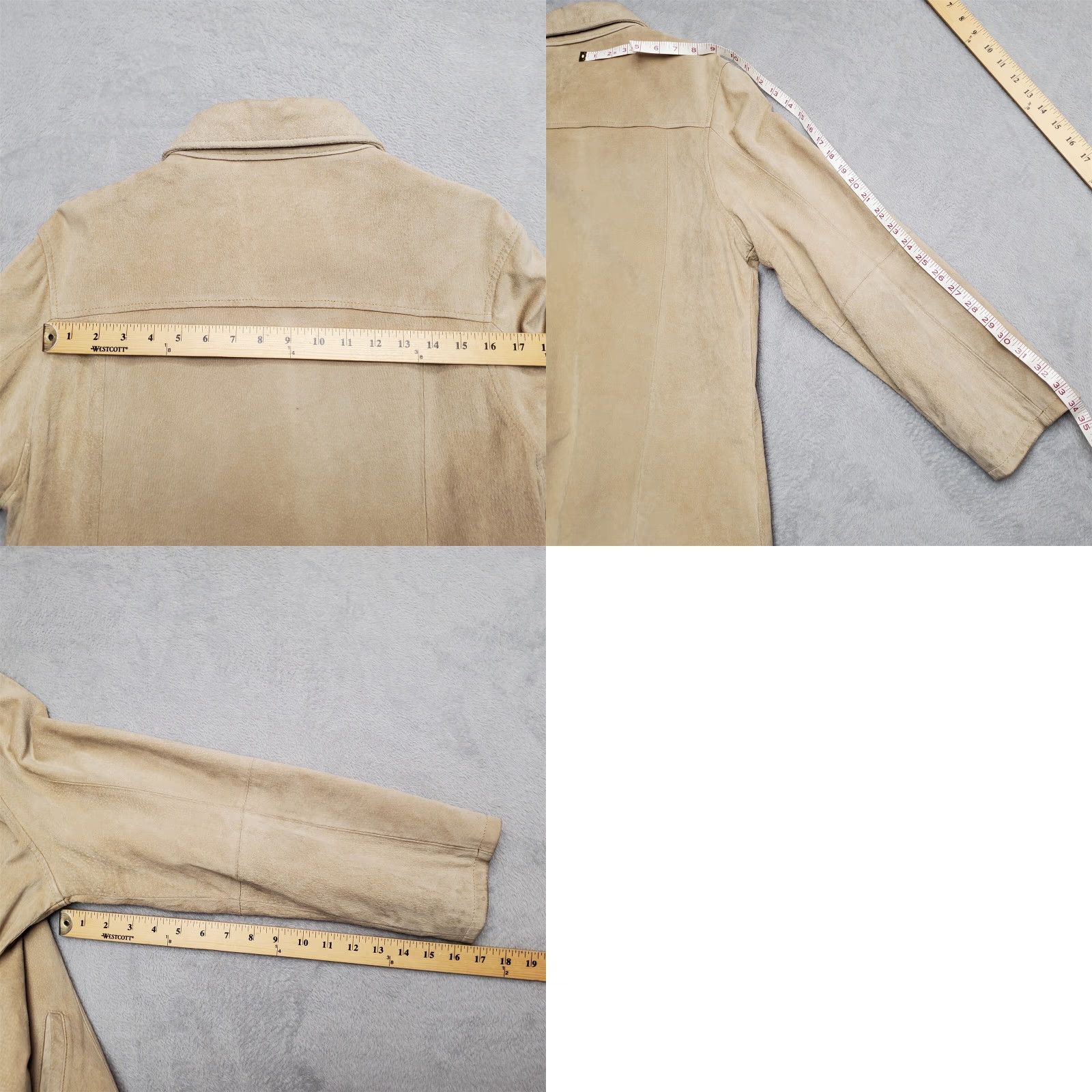 Vintage VINTAGE AMI Leather Jacket Womens XL Beige 100% Leather Satin Lined Outdoor Casual Size XL / US 12-14 / IT 48-50 - 9 Thumbnail