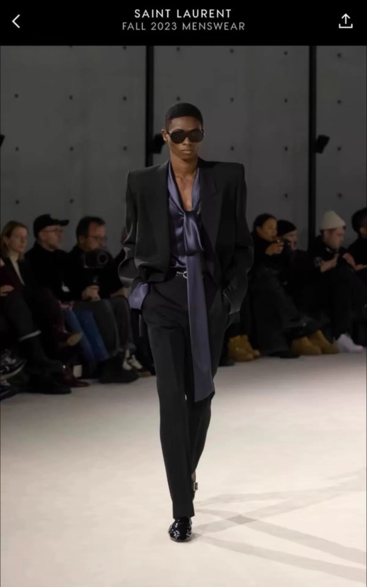 Saint Laurent Paris SLP 23FW Silk Satin Navy Scarf Shirt 39 Runway Size US M / EU 48-50 / 2 - 8 Thumbnail