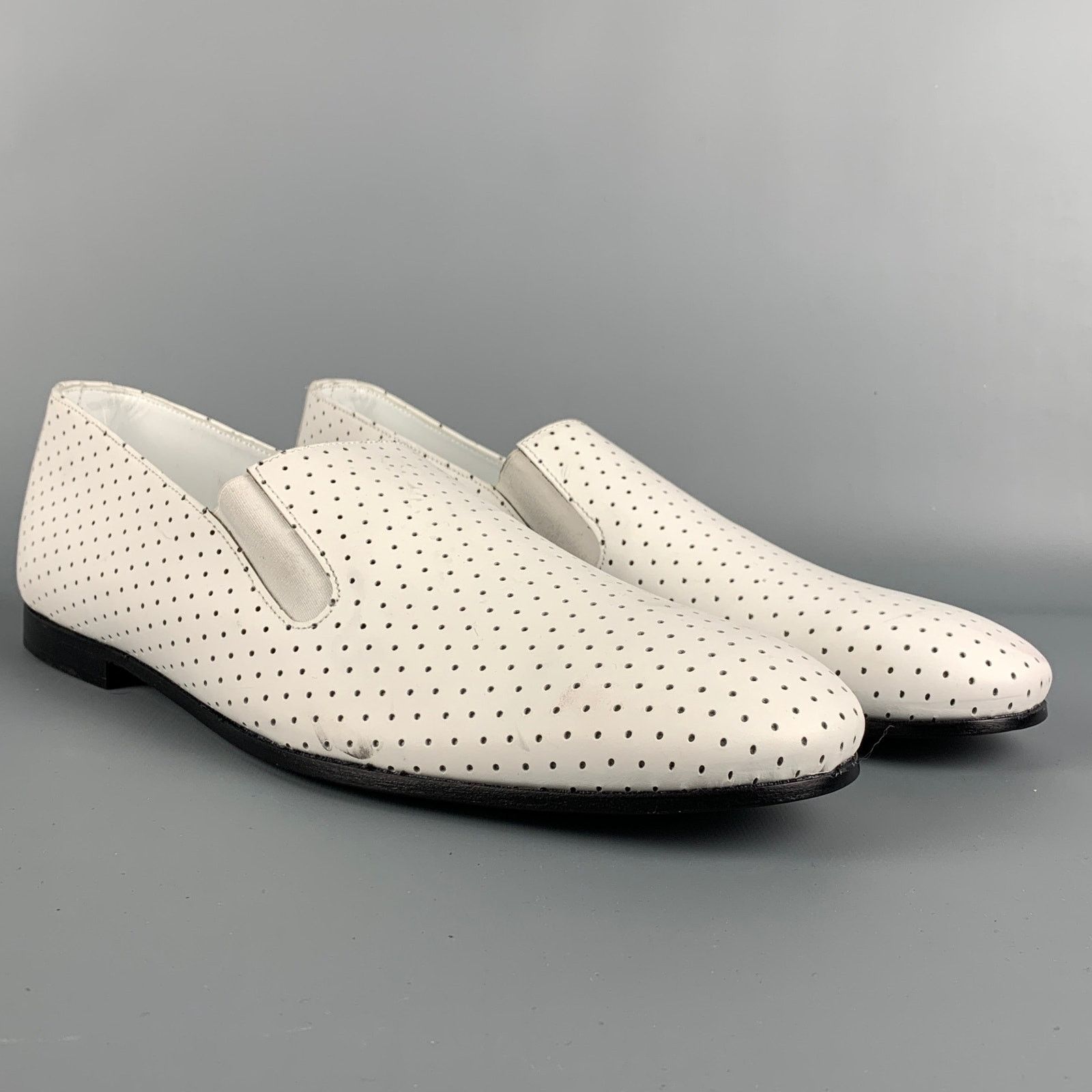 Paul Smith PAUL SMITH Size 10 White Perforated Leather Slip On Loafers Size US 10 / EU 43 - 2 Thumbnail