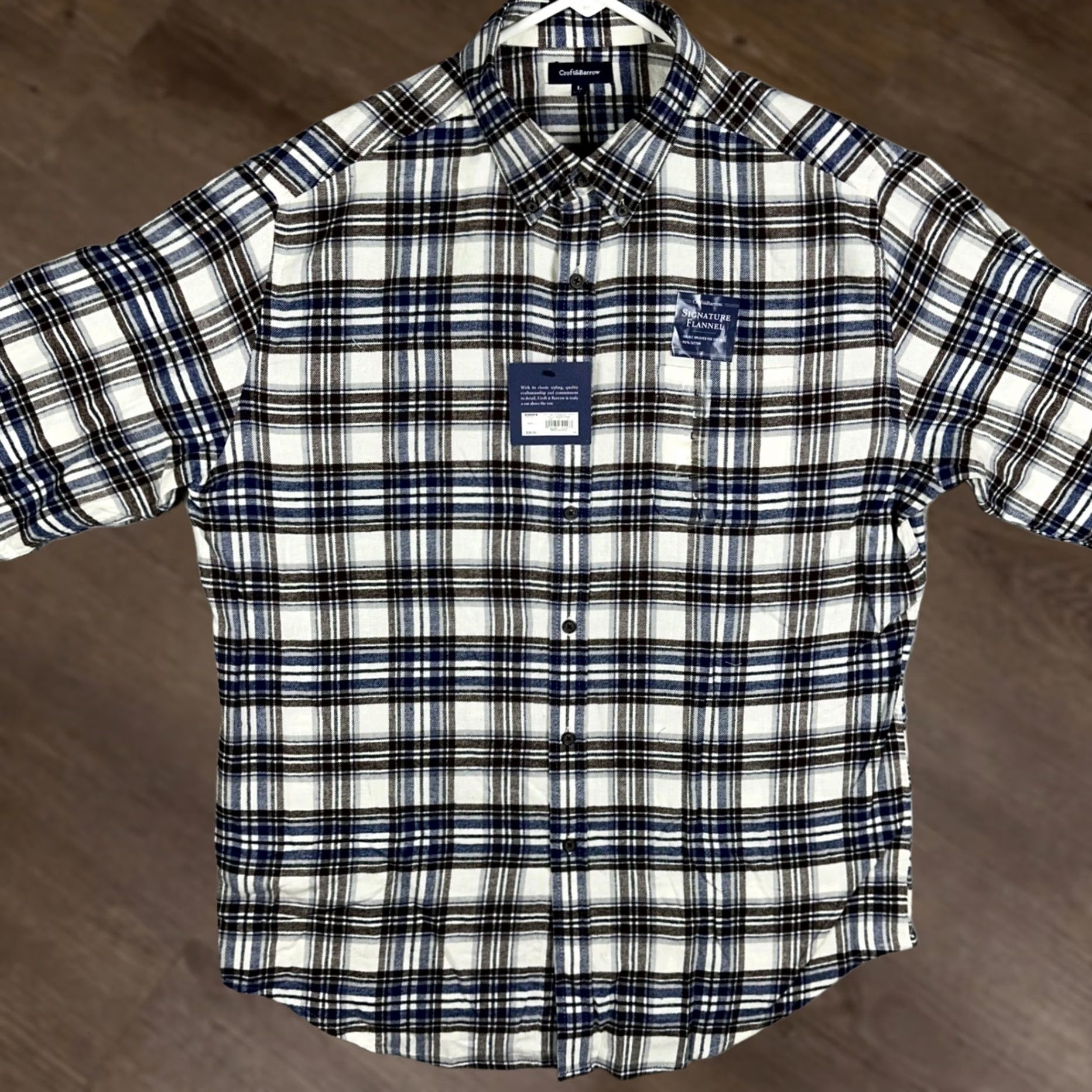 Croft & Barrow Croft & Barrow Shirt Mens L Blue Brown Plaid Flannel Button-Down Pocket Casual Workwear Winter Fall Size US L / EU 52-54 / 3 - 1 Thumbnail