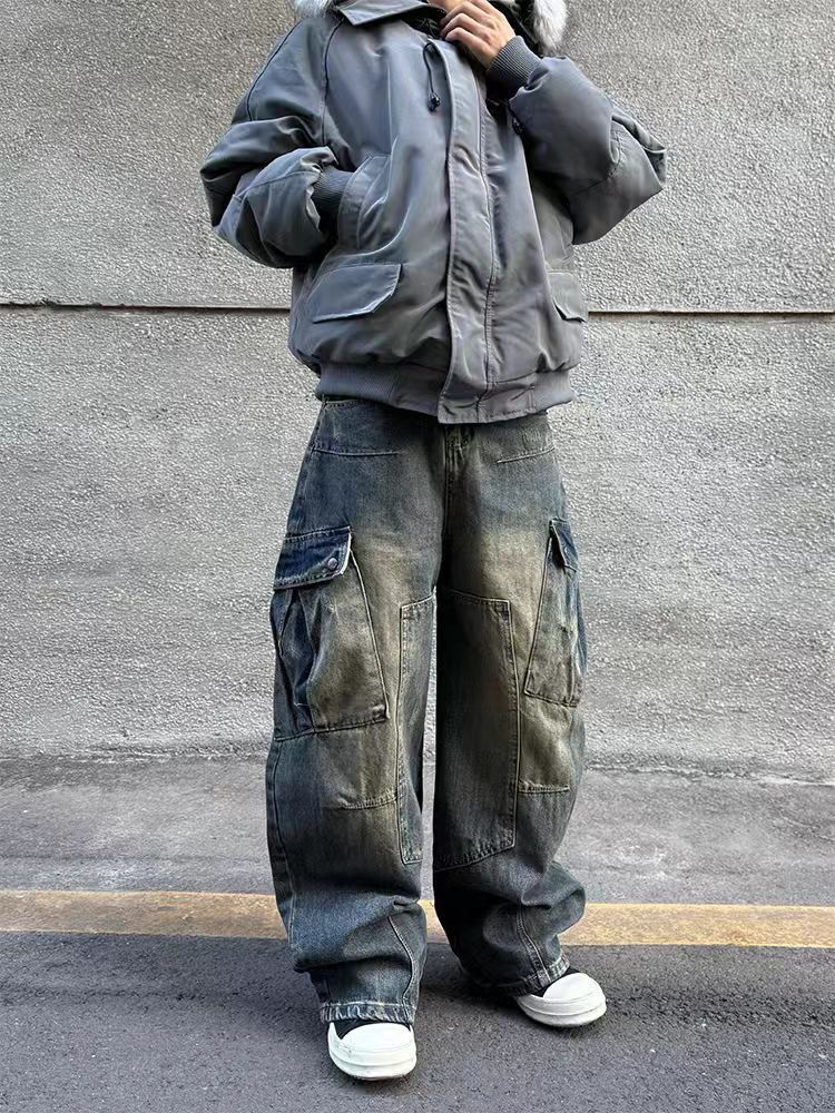 Designer × Jean × Vintage Heavyweight Multi-Pocket Machete Street Aged Jeans Size US 34 / EU 50 - 2 Thumbnail