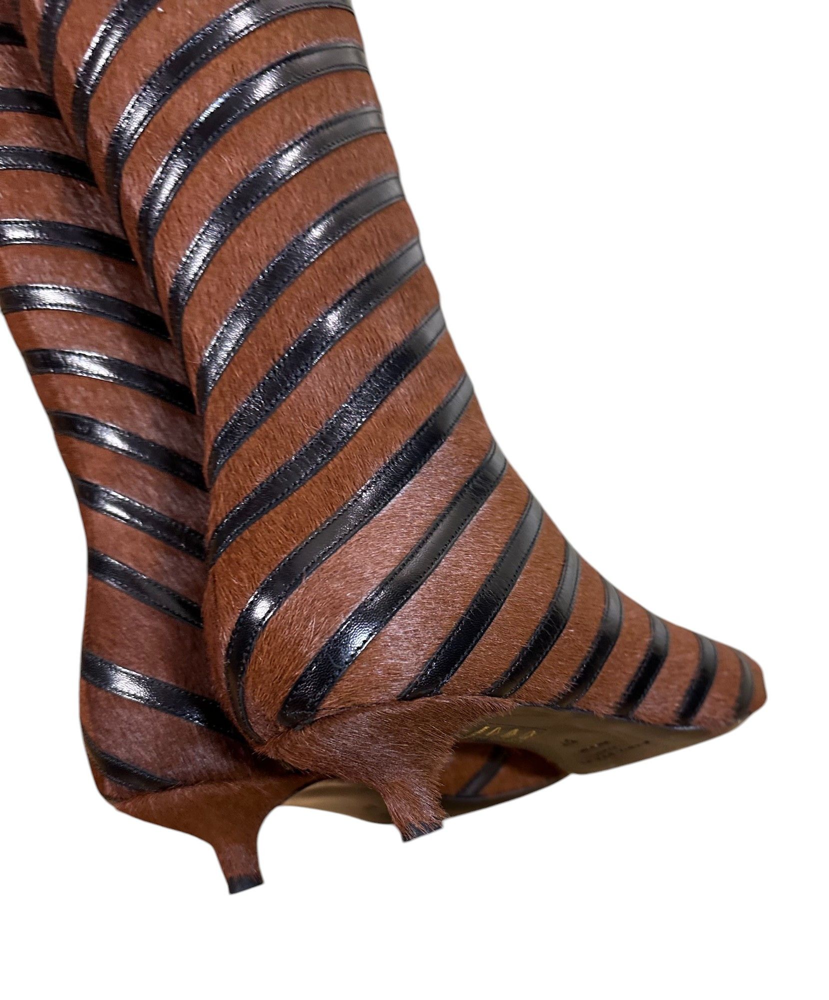 Sonia Rykiel Striped Kitten Heel Boots - Brown Size US 6 / IT 36 - 5 Thumbnail