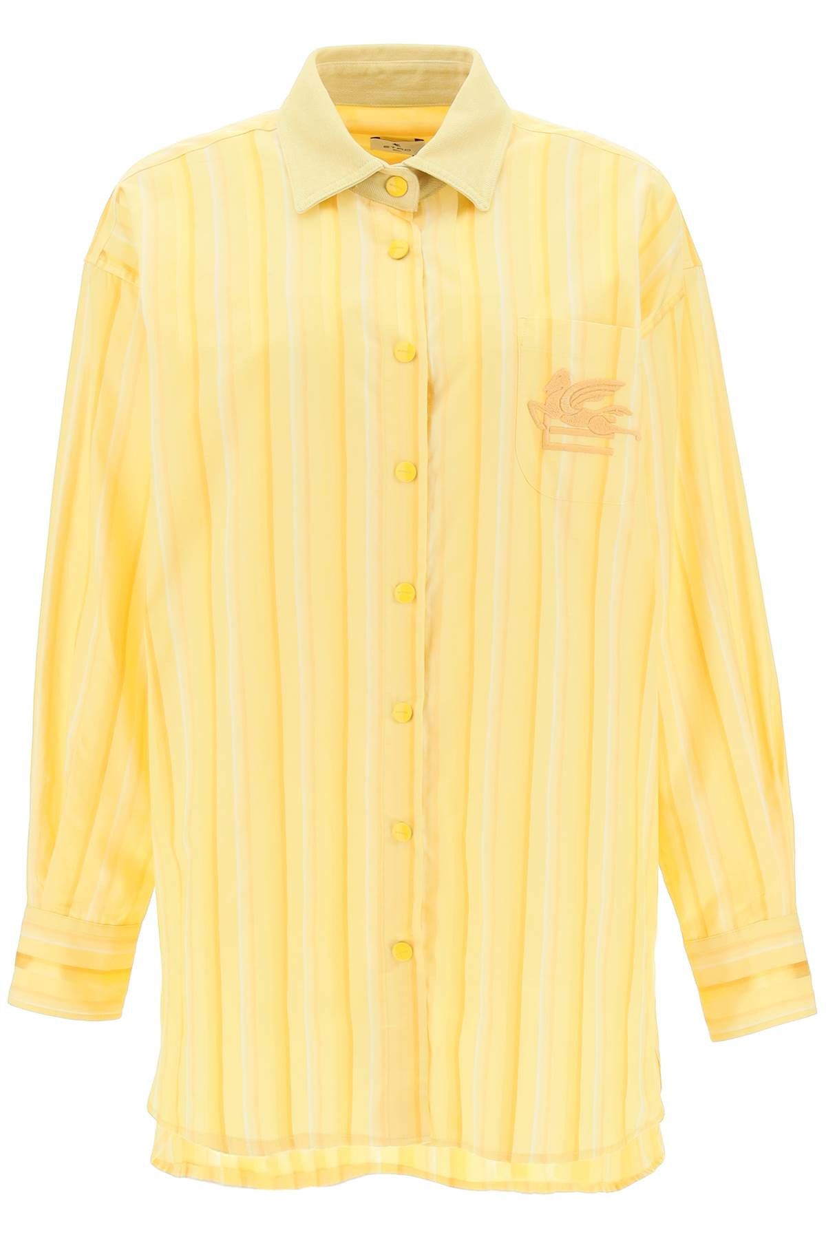 image of Etro Striped Mini Shirt Dress in Yellow, Women's (Size Small)