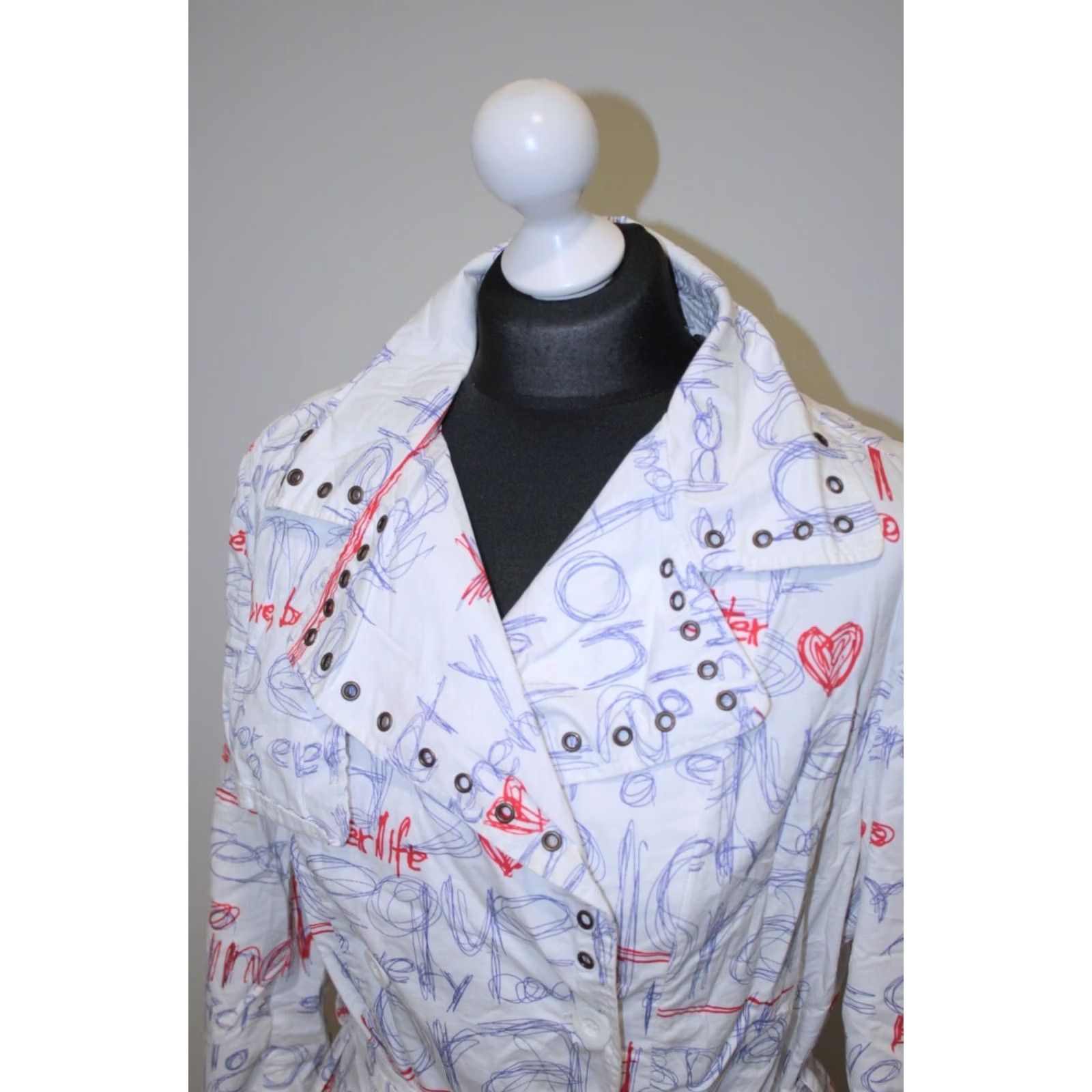Desigual Desigual womens Coat Size 44 White Casual Overcoat Size M / US 6-8 / IT 42-44 - 2 Thumbnail