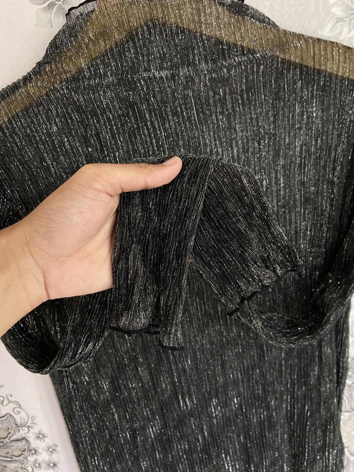 If Six Was Nine Black Metalic Color Elegant Striped See Through Women Tops Size L / US 10 / IT 46 - 6 Thumbnail