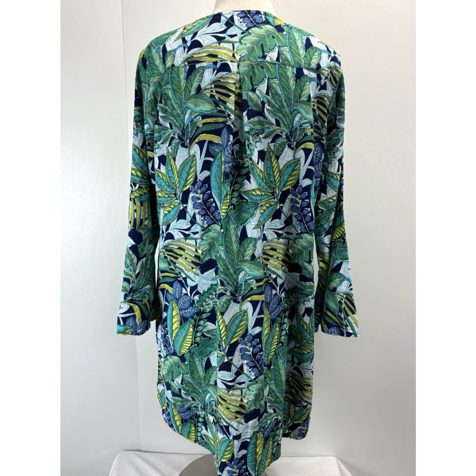 Soft Surroundings Soft Surroundings Tropical Linen Blend Shift Dress Plus Size 1X Multicolor Bell Sleeve Vacation Resort Womens Size XL / US 12-14 / IT 48-50 - 3 Thumbnail