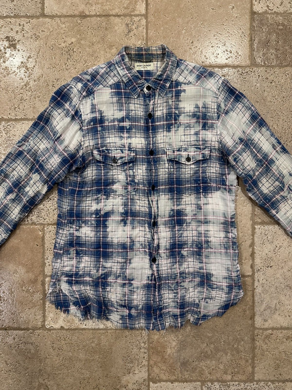 Saint Laurent Paris Saint Laurent x Hedi SS16 Surf Sound Bleach Shirt Flannel Size US L / EU 52-54 / 3 - 3 Thumbnail
