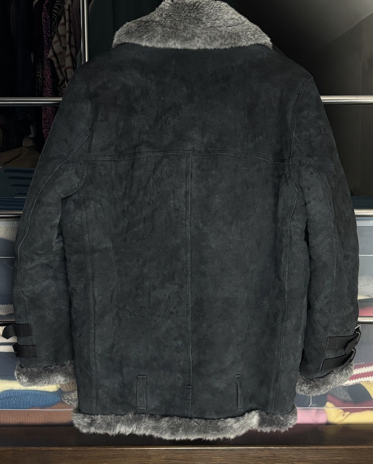 Acne Studios Acne Studios Dark Navy Velocite Suede Shearling Jacket Pilot Size M / US 6-8 / IT 42-44 - 12 Thumbnail