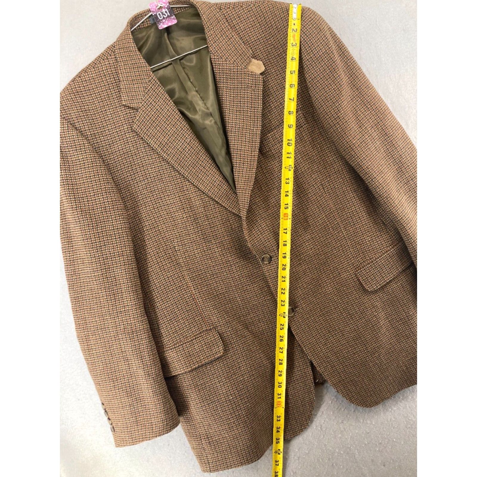 Vintage VINTAGE La Crosse Sport Coat 46L Brown Tweed Herringbone Long Single-Breasted Mens 4-Button Notch Lapel Size US S / EU 44-46 / 1 - 5 Thumbnail