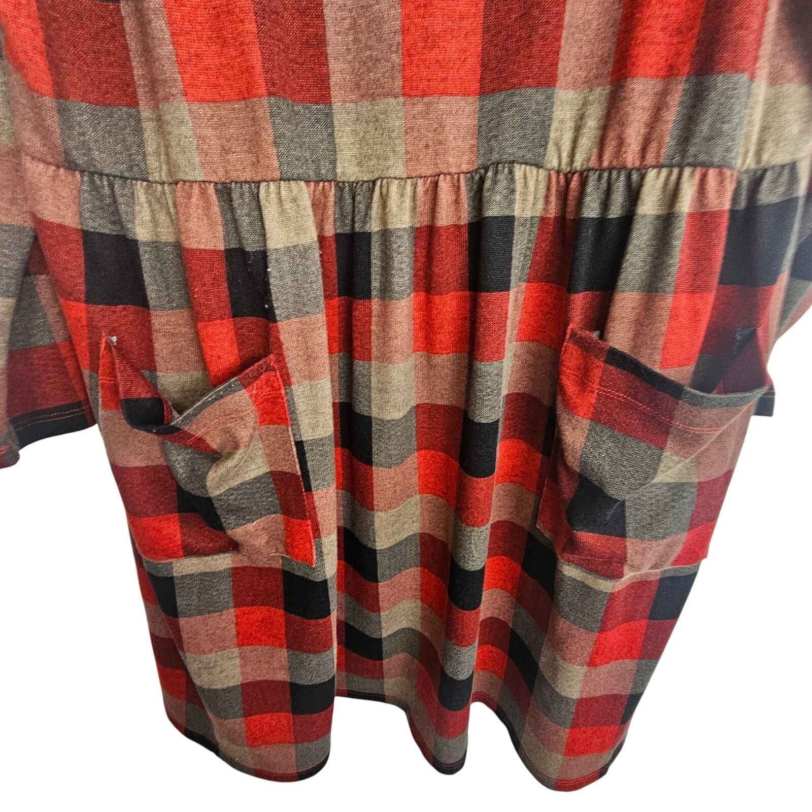 Phoenix Clothing Modcloth Dress Women Plus Size 2X? Red Check Knit Shift Size XXL / US 16-18 / IT 52-54 - 3 Thumbnail