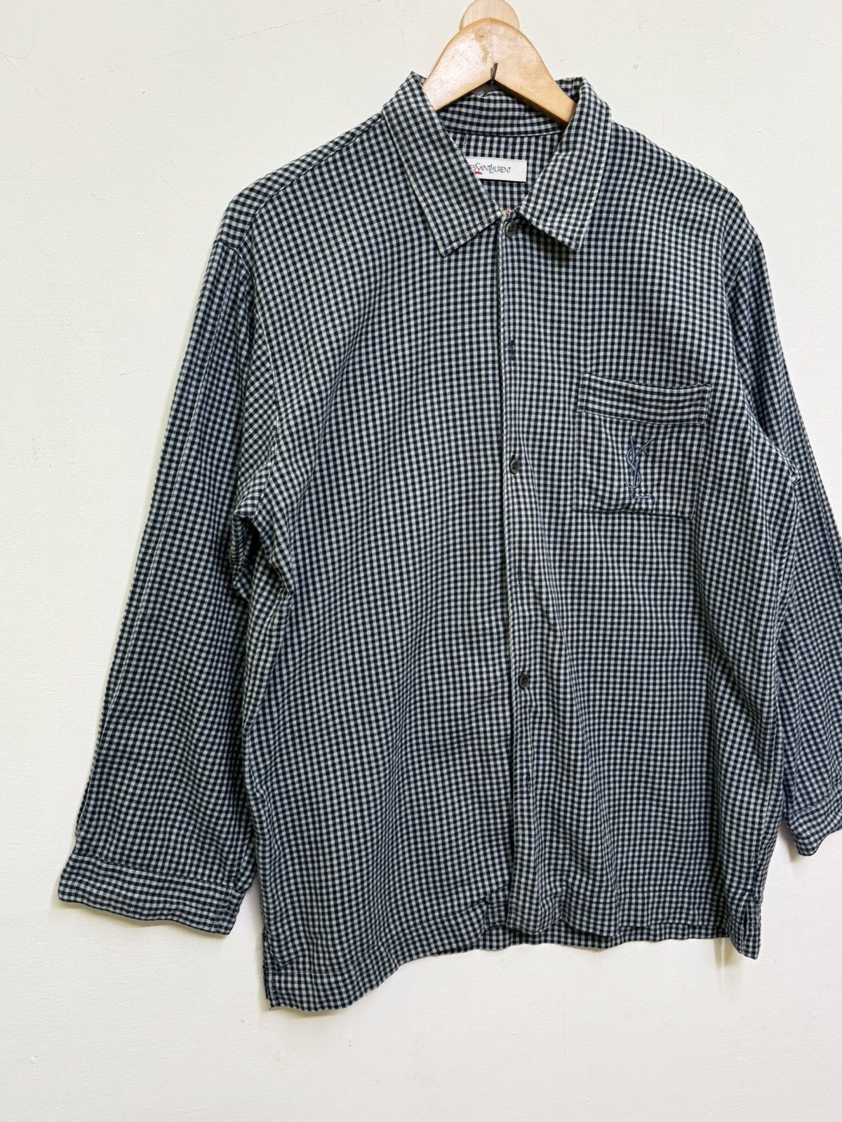 Yves Saint Laurent YSL Flannel Logo Shirt Size US L / EU 52-54 / 3 - 3 Thumbnail