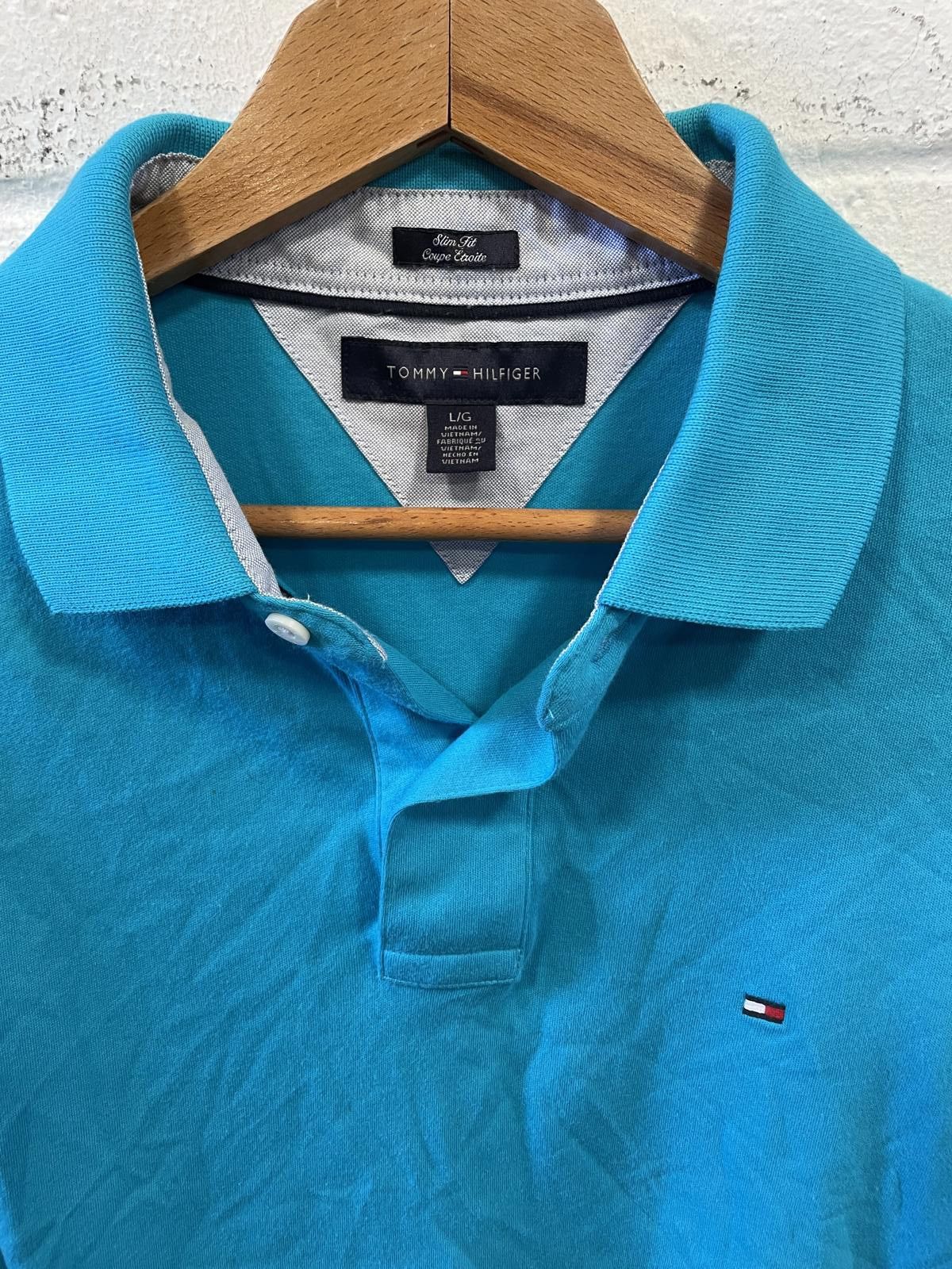 Tommy Hilfiger Tommy Hilfiger Men's Polo Shirt Large Turquoise Blue Size US L / EU 52-54 / 3 - 2 Thumbnail