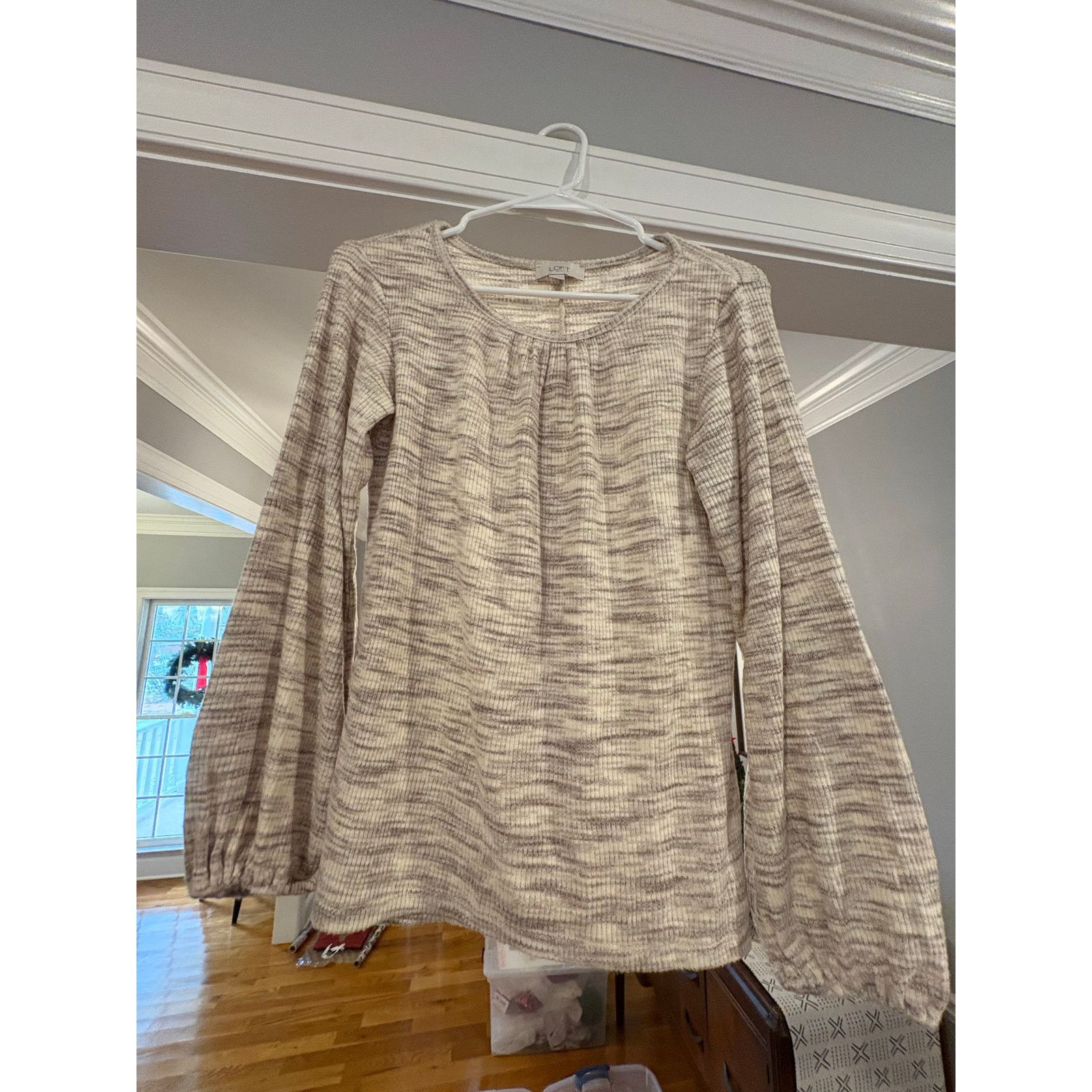 Loft LOFT Outlet Women’s Small Marled Beige Long Sleeve Knit Top Size S / US 4 / IT 40 - 2 Thumbnail