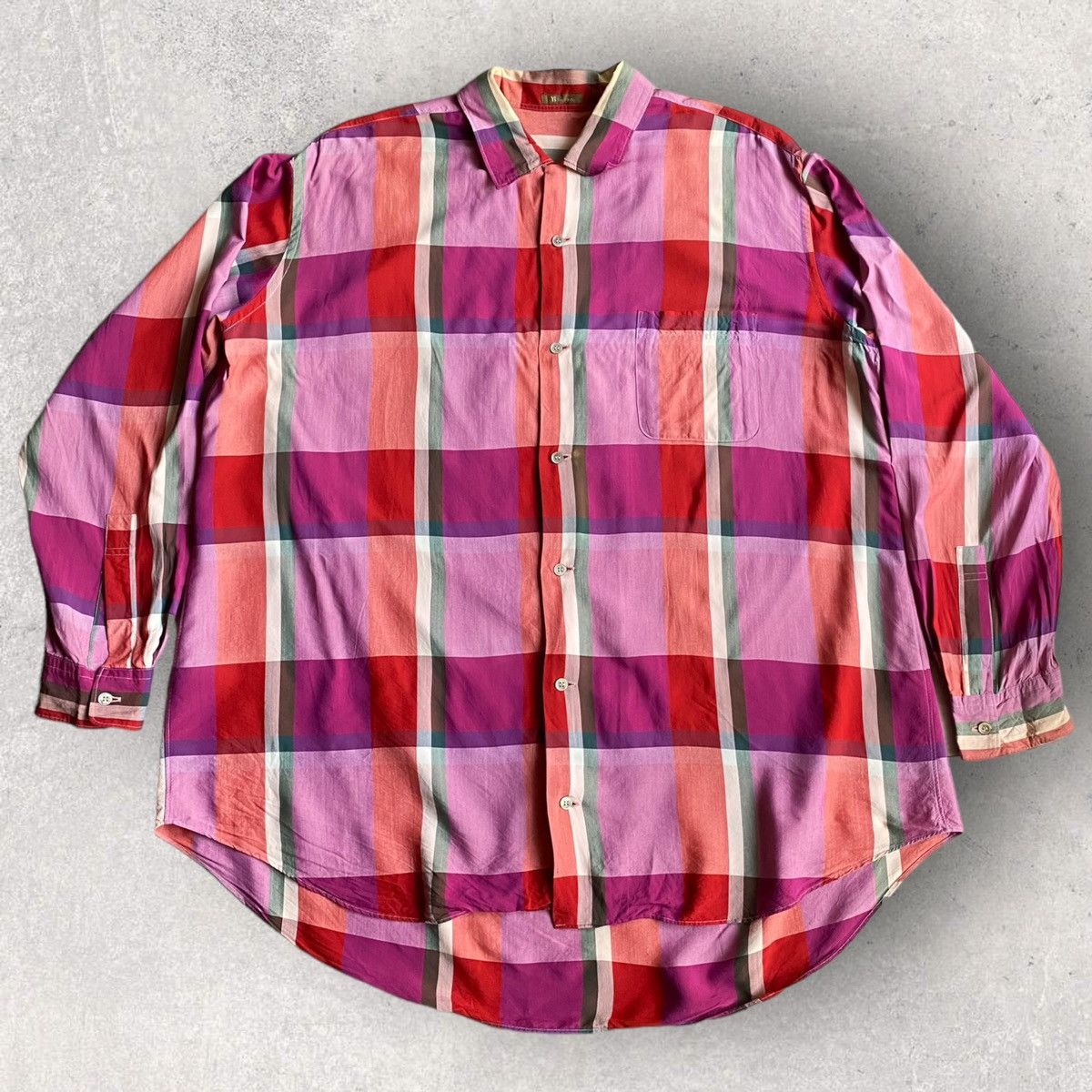 Yohji Yamamoto Y’s For Men Plaid Rayon Oversized Shirt Size US L / EU 52-54 / 3 - 1 Thumbnail