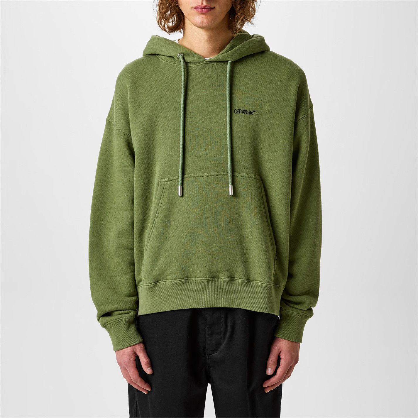 Off-White o1g2r1mq0226 Logo Print Cotton Hoodie In Green Size US XL / EU 56 / 4 - 1 Thumbnail