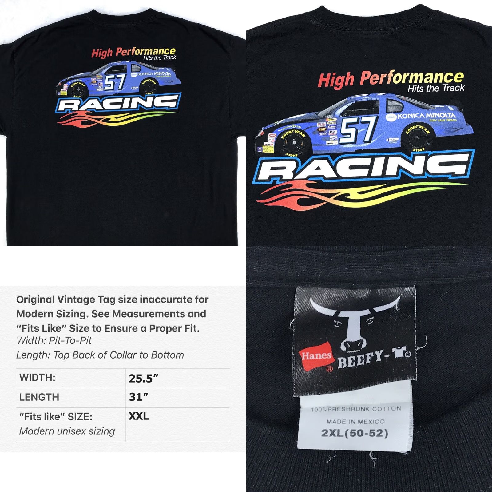 NASCAR VINTAGE NASCAR T-Shirt 2XL Black Men Short Sleeve Double-Sided 80s 90s Konica Minolta Goodyear Leilani Munter Racing Size US XXL / EU 58 / 5 - 8 Thumbnail