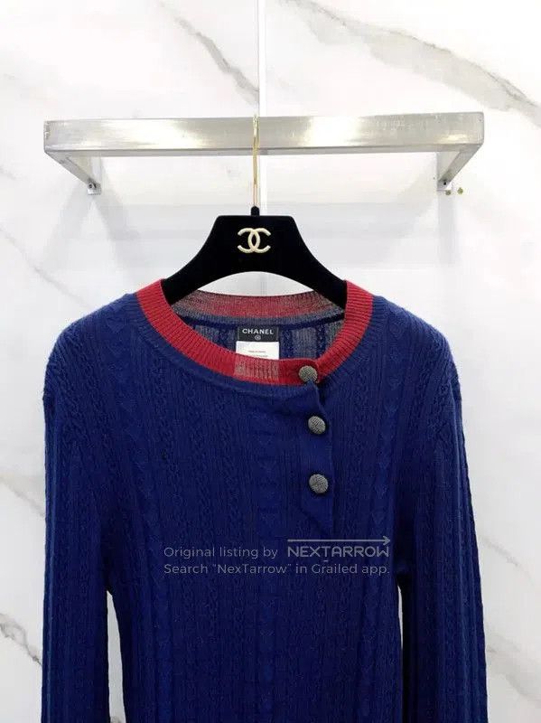 Chanel Chanel Blue Wool Long Sleeve Sweater . Size S / US 4 / IT 40 - 2 Thumbnail