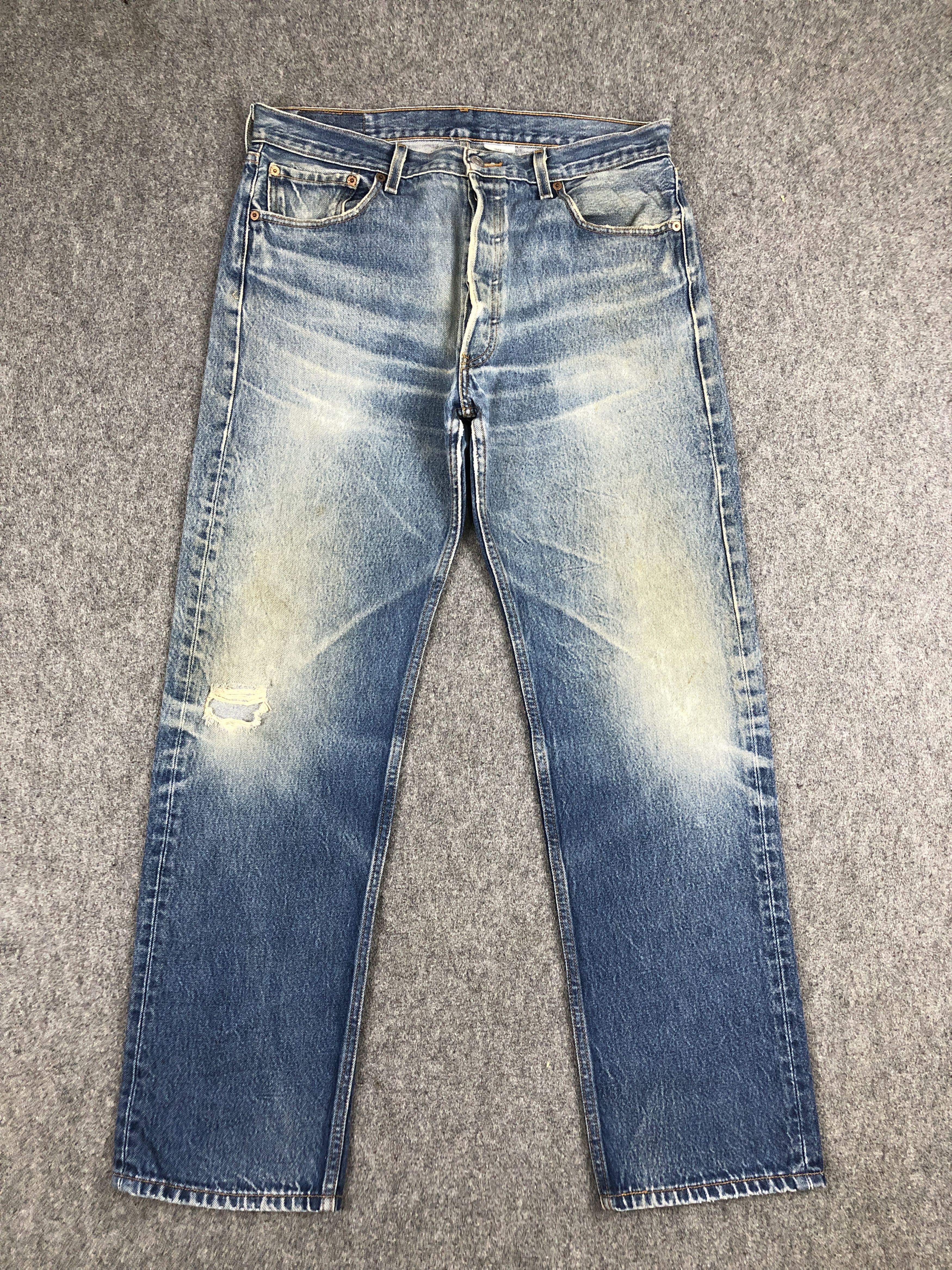 image of Levis x Vintage Levi's 501Xx Faded Blue Jeans in Blue Denim, Men's (Size 33)