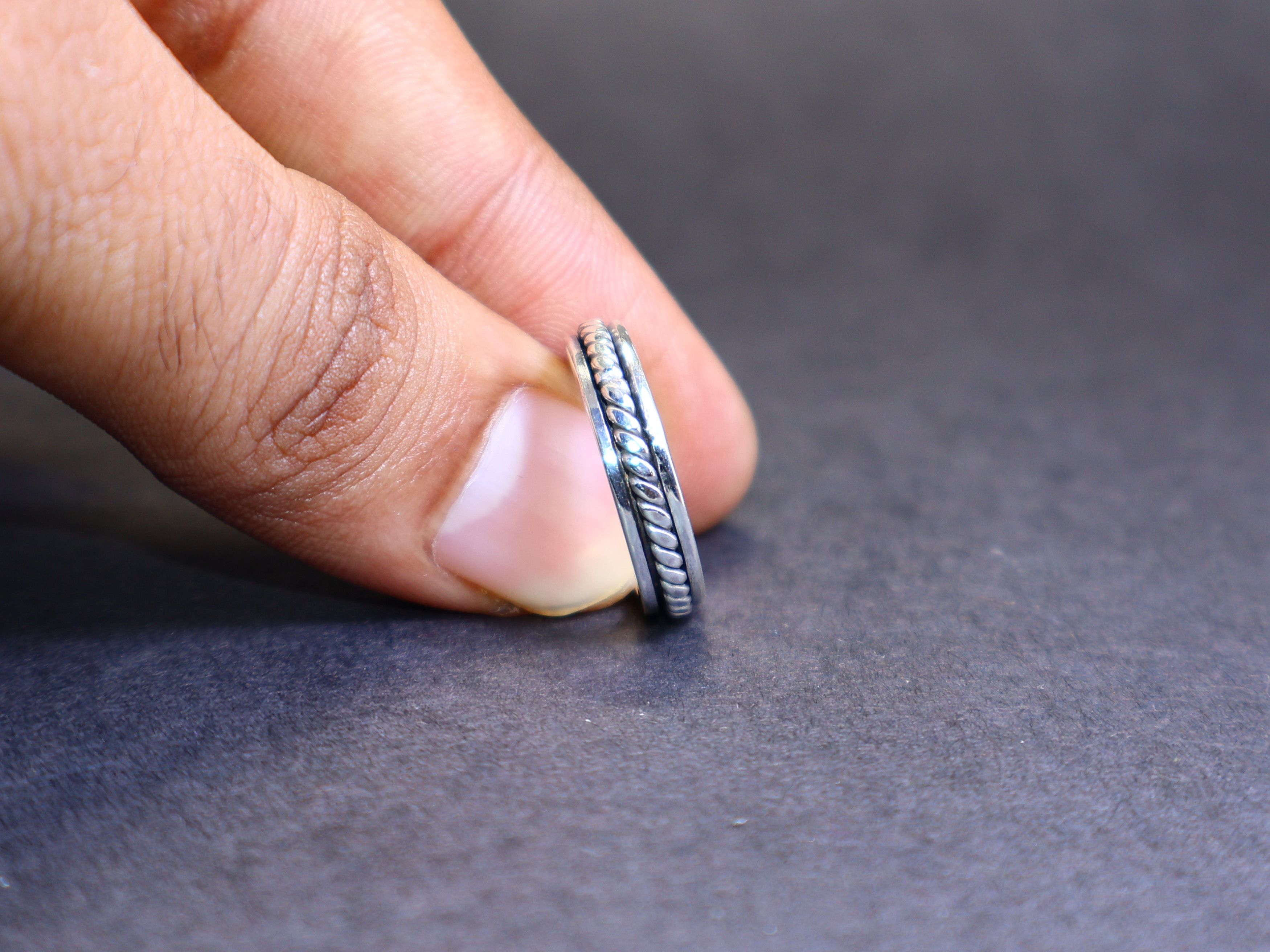Handmade Spinner Band Ring, 925 Sterling Silver, Handmade Unisex Band Size ONE SIZE - 6 Thumbnail