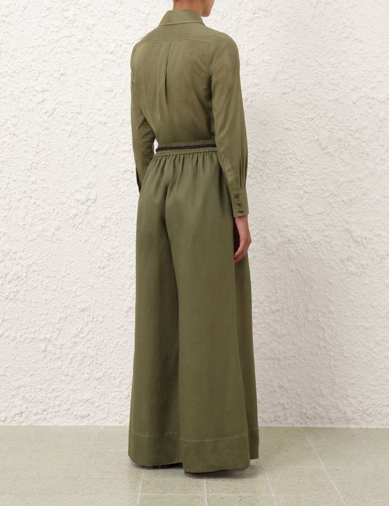 Zimmermann oc11z0126 Wylie Body Shirt in Olive Green Size L / US 10 / IT 46 - 4 Thumbnail