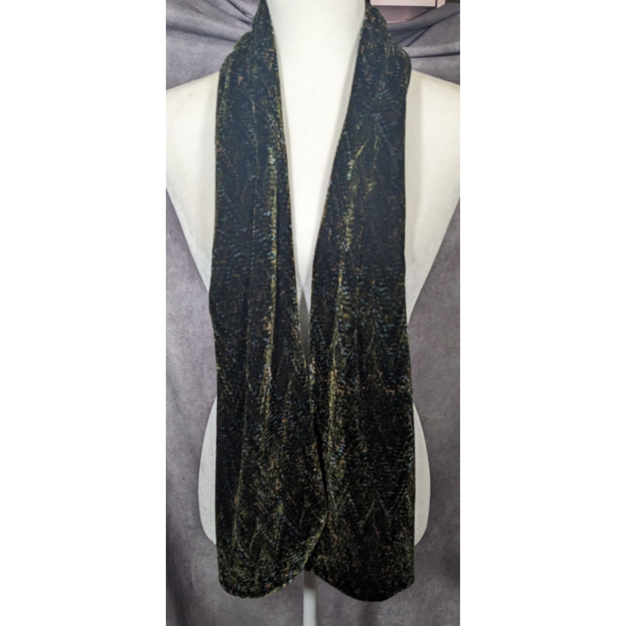Other Black And Green Speckled Velvet-Like Scarf Size ONE SIZE - 8 Thumbnail