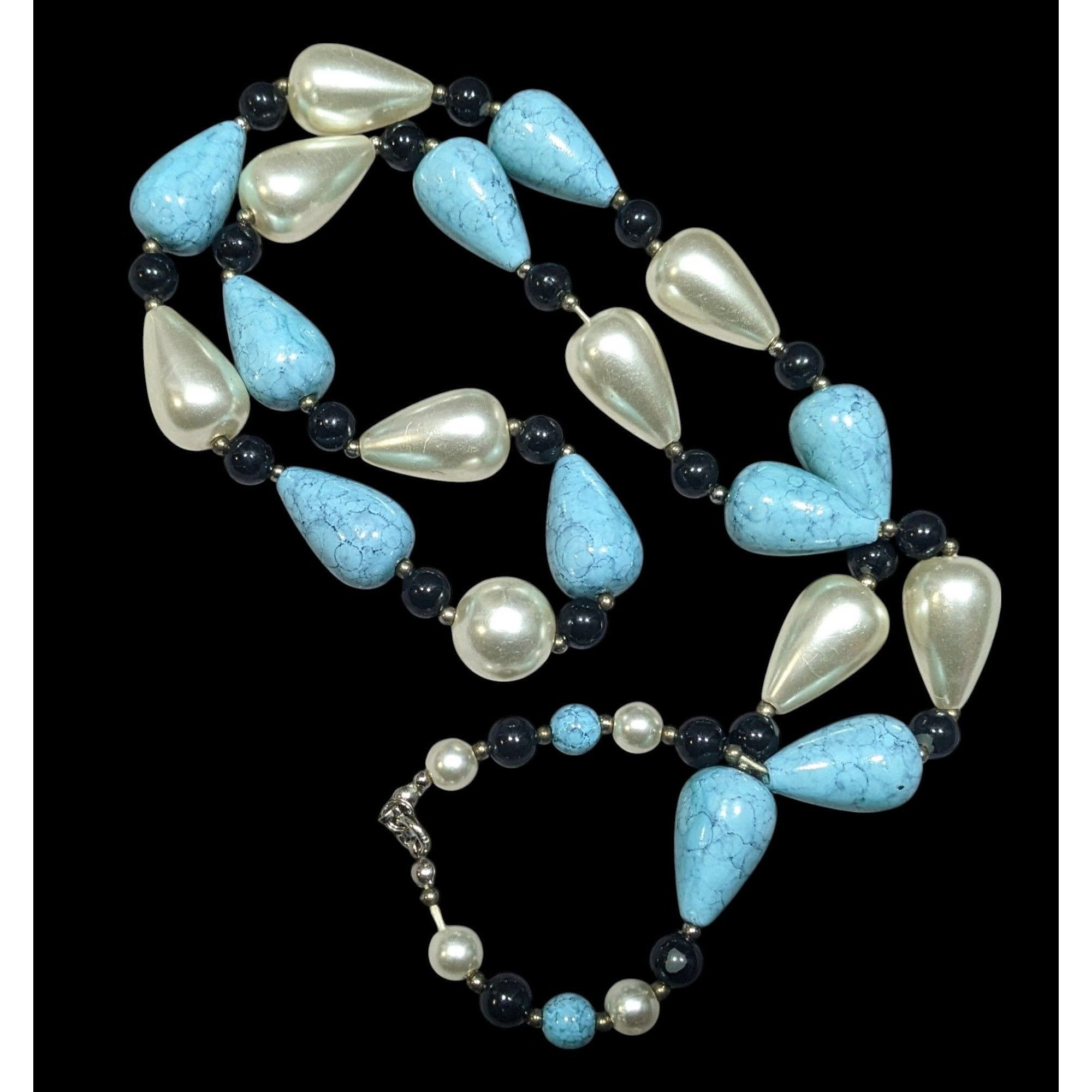 Other Faux Turquoise And Pearl Teardrop Beaded Necklace Size ONE SIZE - 1 Thumbnail