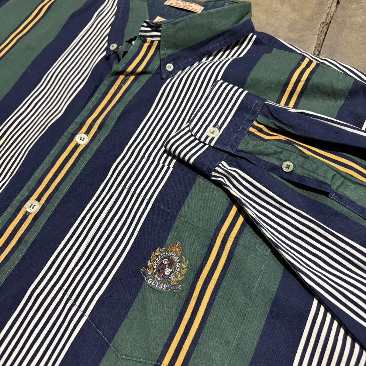 Guess Vintage Guess Button Up Polo Shirt Striped Crest Logo Preppy Size US XL / EU 56 / 4 - 4 Thumbnail