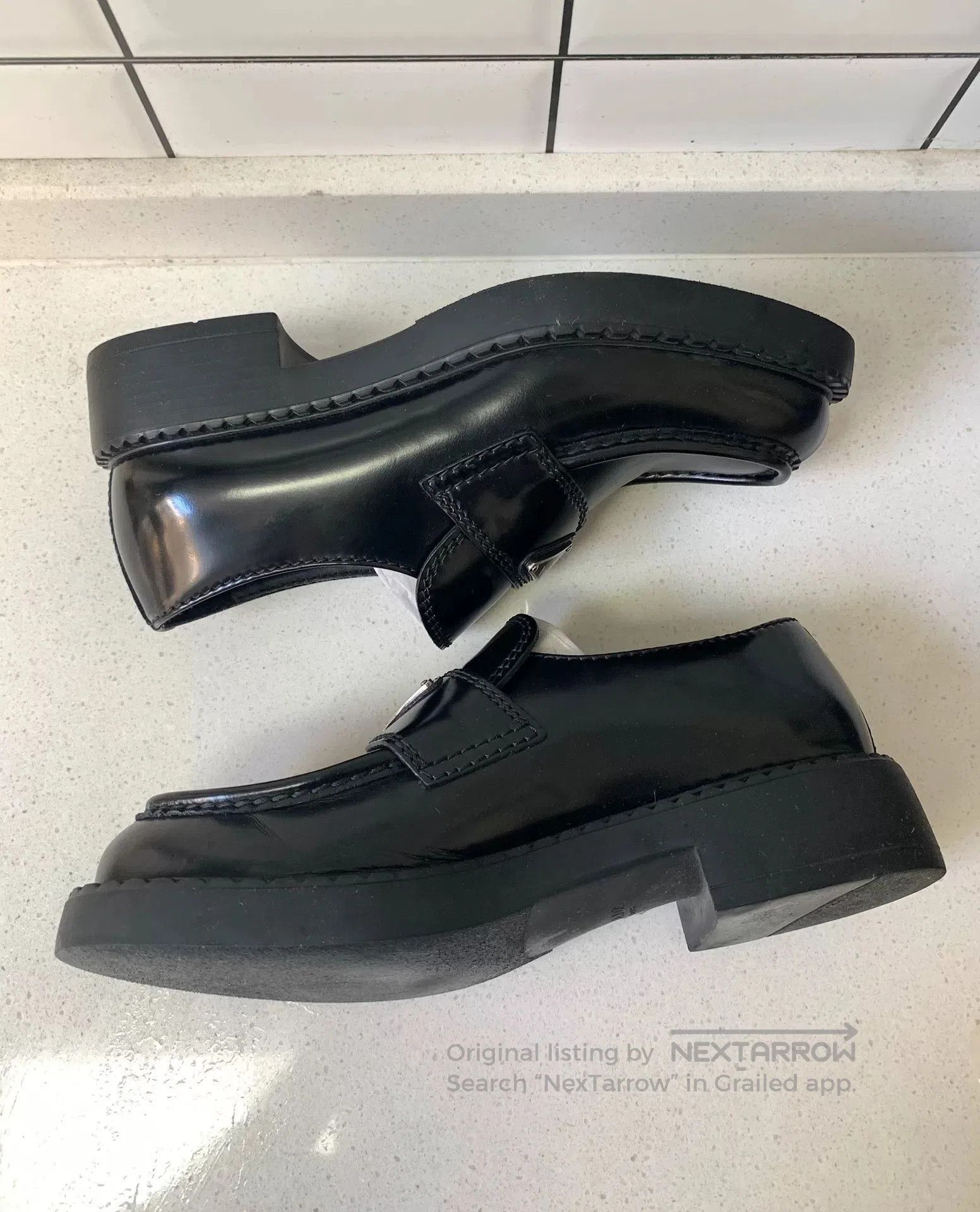 Prada Prada Metal Triangle Logo Loafers. Size US 6 / EU 39 - 4 Thumbnail
