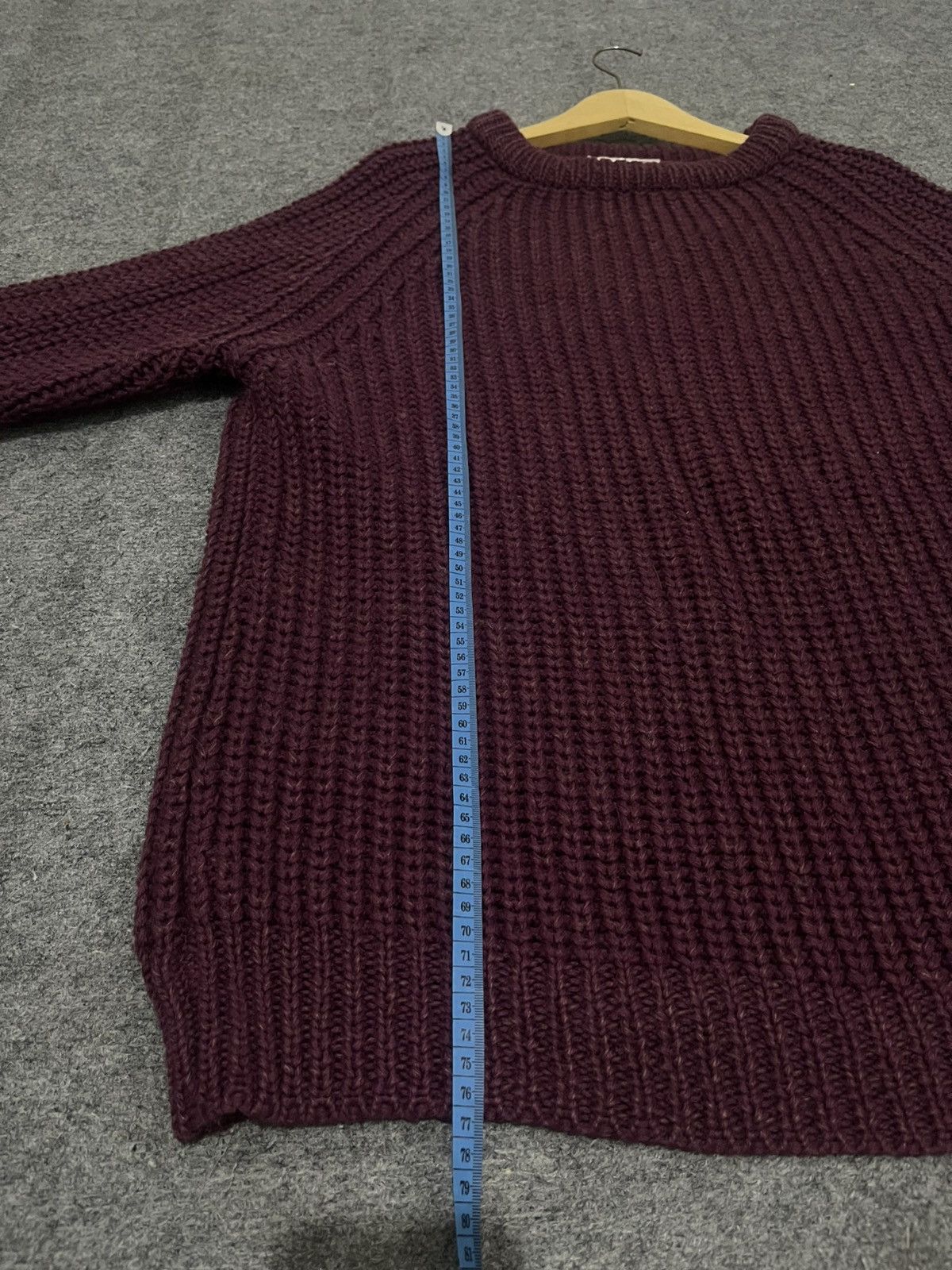 Paul Harnden Shoemakers Antique Chunky Knit Lambswool Sweater Burgundy Size US XL / EU 56 / 4 - 11 Thumbnail