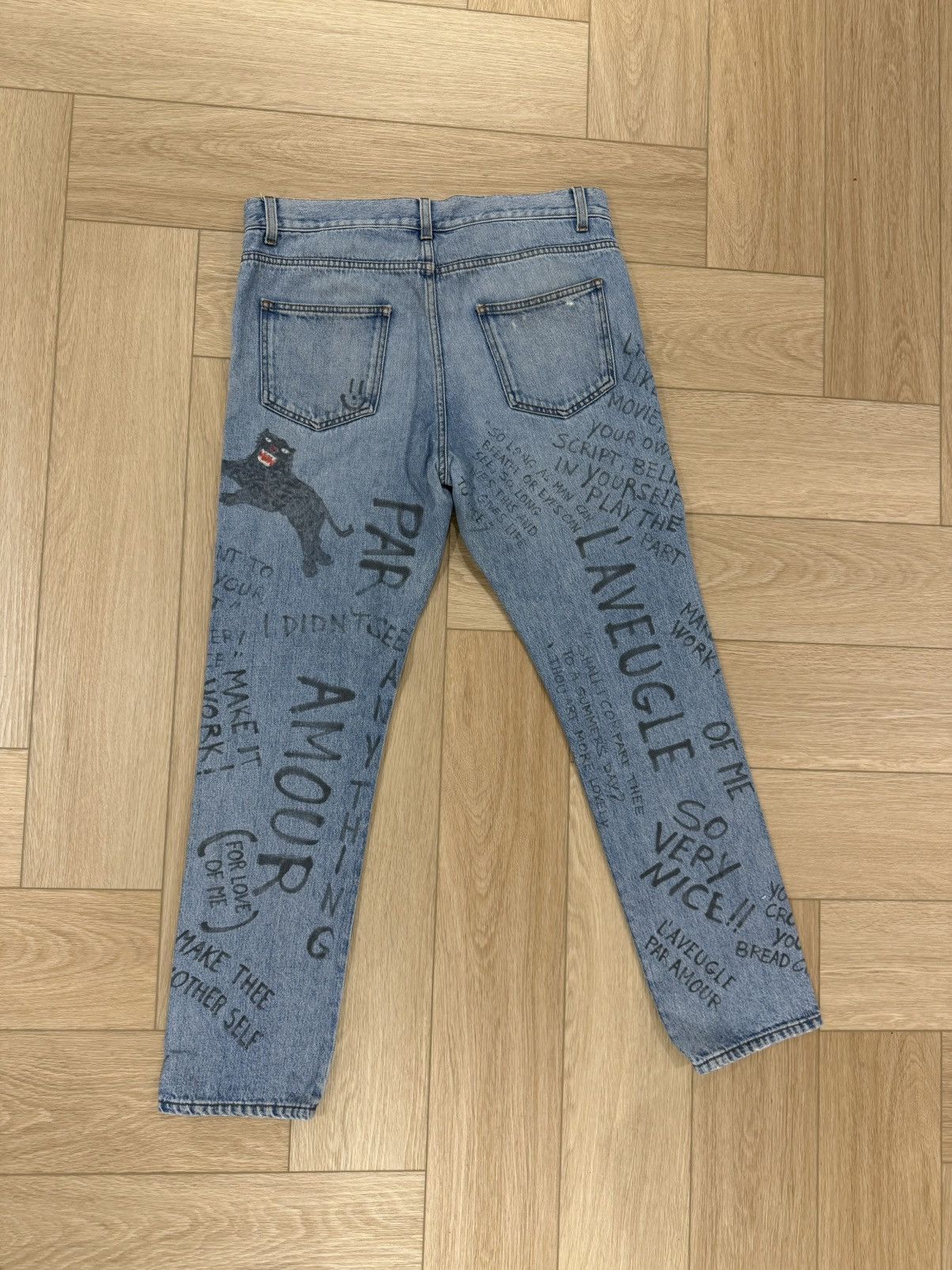 Gucci Gucci L’aveugle Par Amour Scribble Denim Size US 28 / EU 44 - 2 Thumbnail