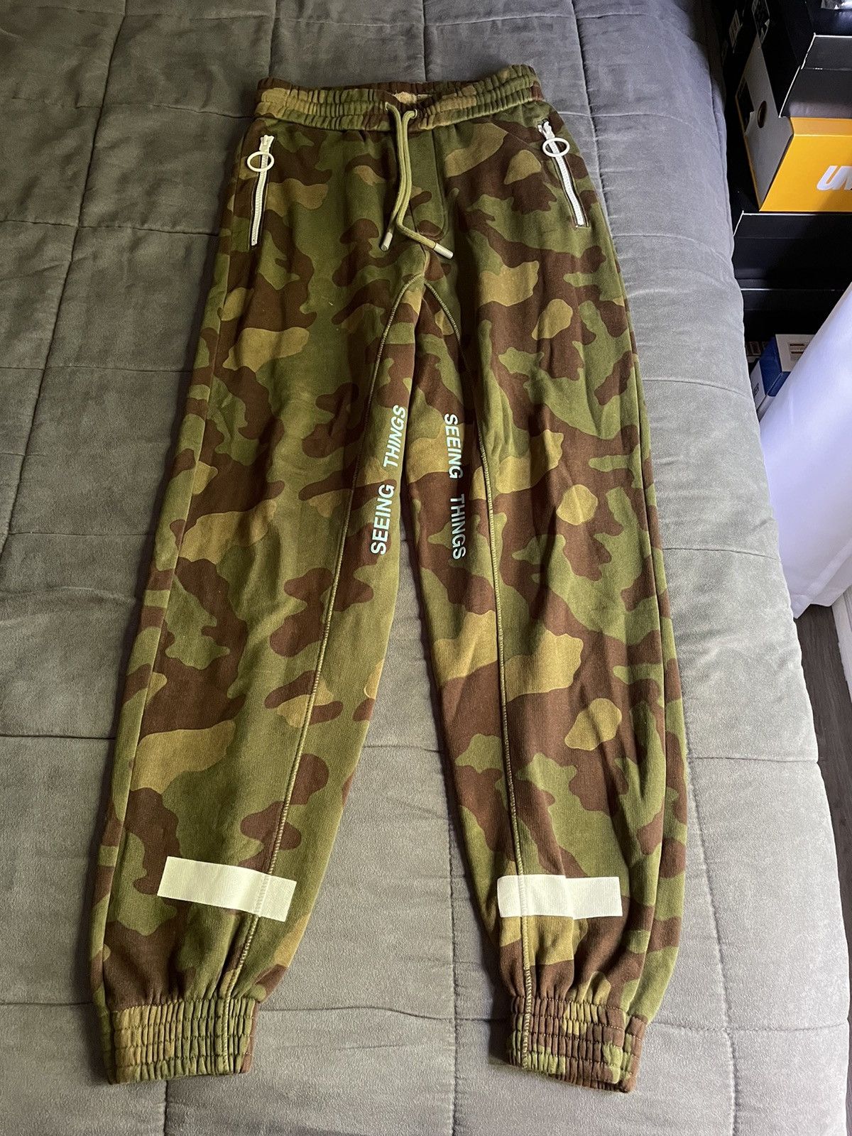 image of Off White Off-White Seeing Things Camo Sweatpants in Green, Men's (Size 30)