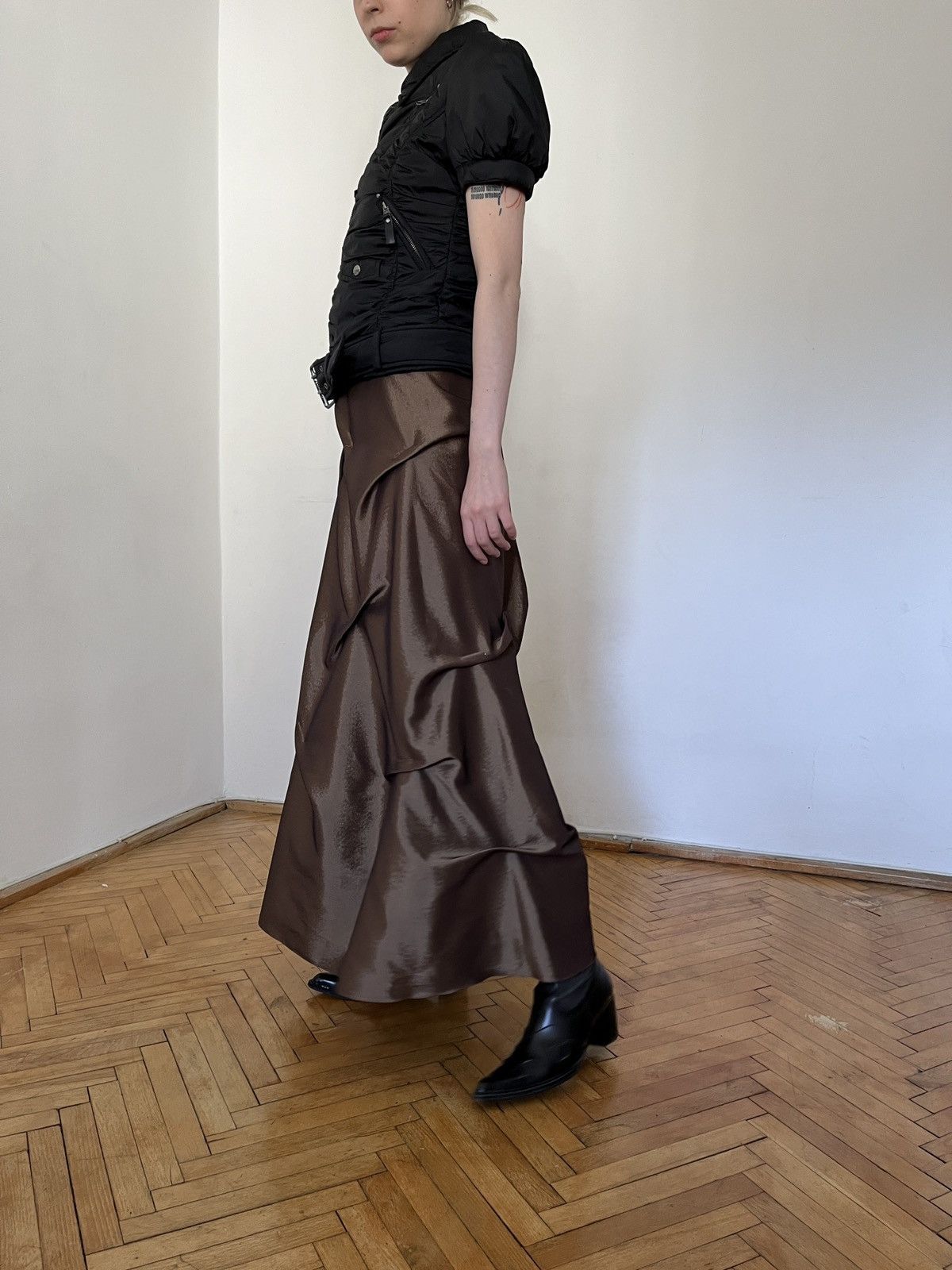 Vintage Vintage y2k Brown Maxi Skirt Size 25" / US 0 / IT 36 - 4 Thumbnail