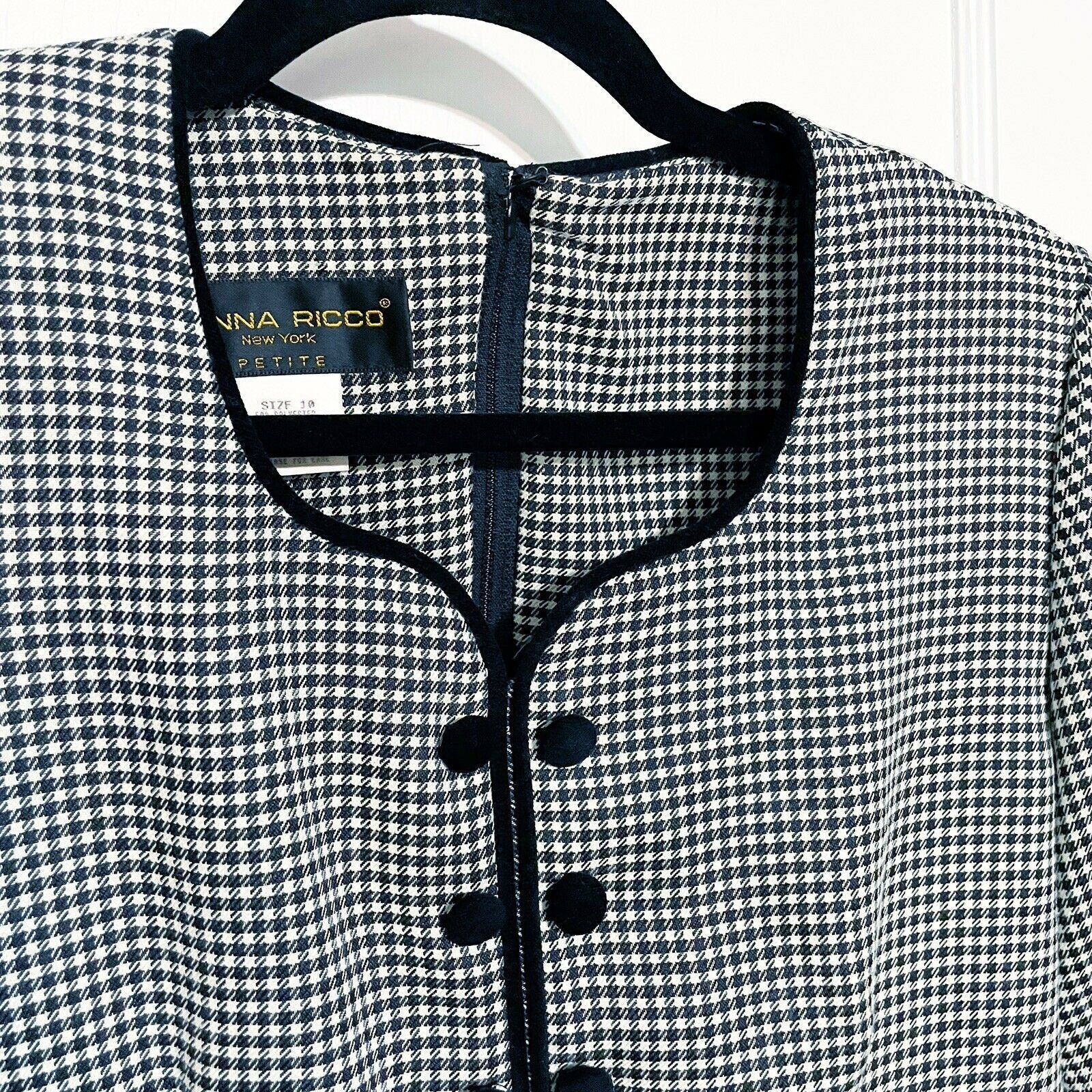 Vintage DONNA RICO Vintage Houndstooth DRESS women’s SIZE 10P Career Size L / US 10 / IT 46 - 5 Thumbnail