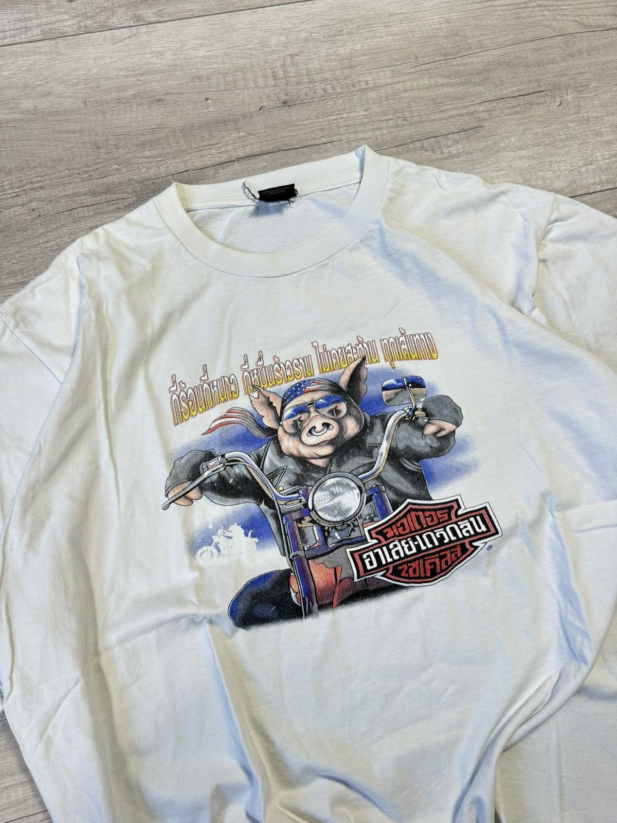 Harley Davidson Vintage Harley Davidson Thai Font T-Shirt Size XL Size US XL / EU 56 / 4 - 2 Thumbnail