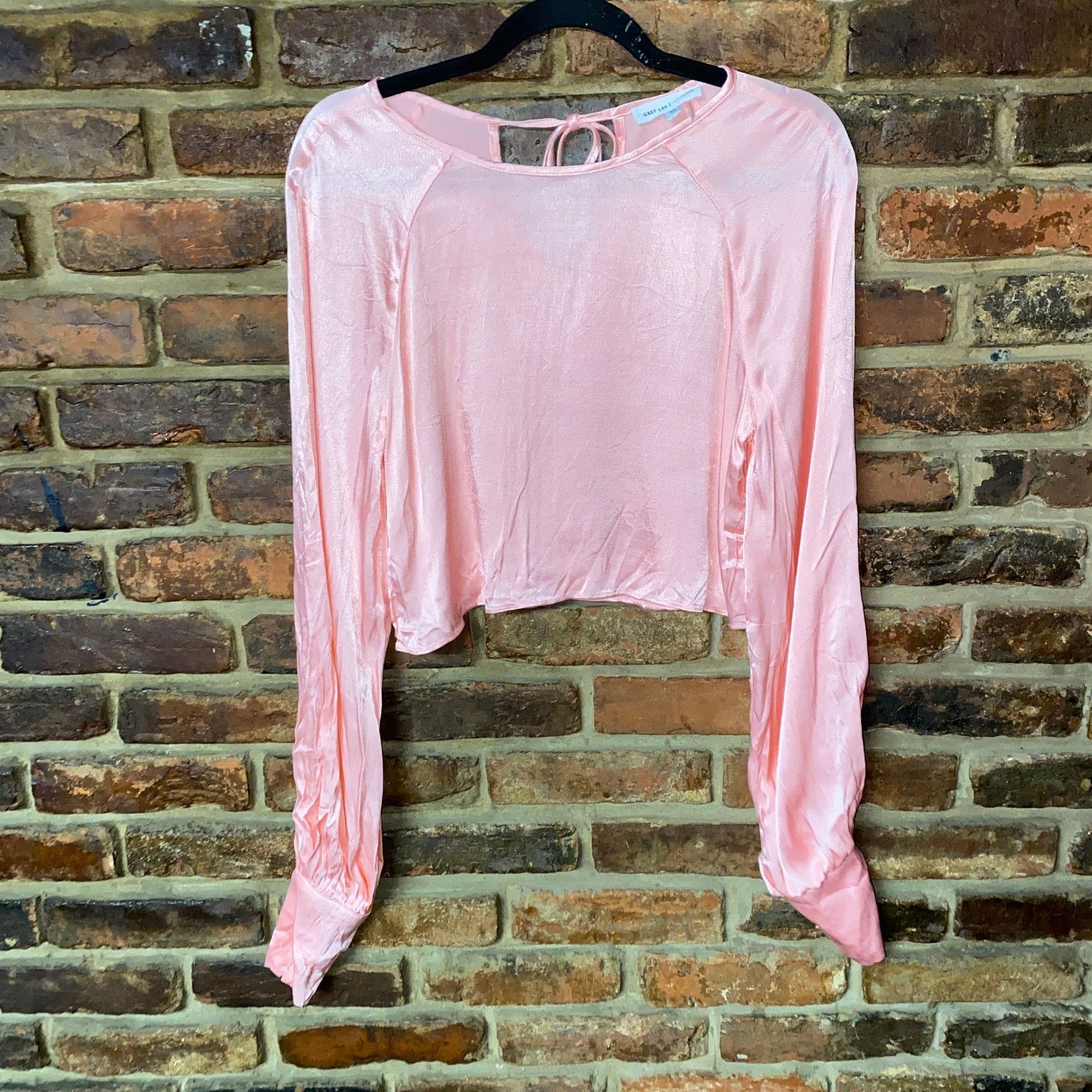 Other Grey Lab Pink Balloon Sleeve Tie-Back Crop Cropped Top XS Size XS / US 0-2 / IT 36-38 - 1 Thumbnail