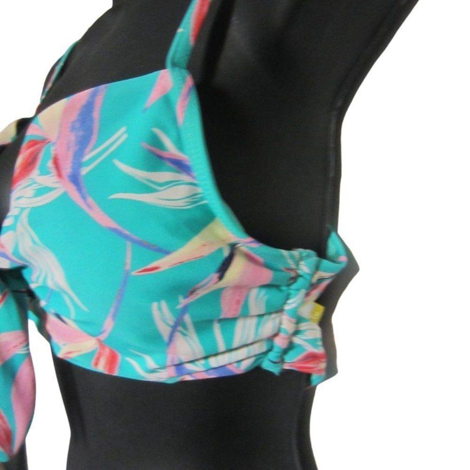 Other Tropical Tie Front Bikini Top Y2K Palm Leaf Print L (11–13) Size ONE SIZE - 3 Thumbnail