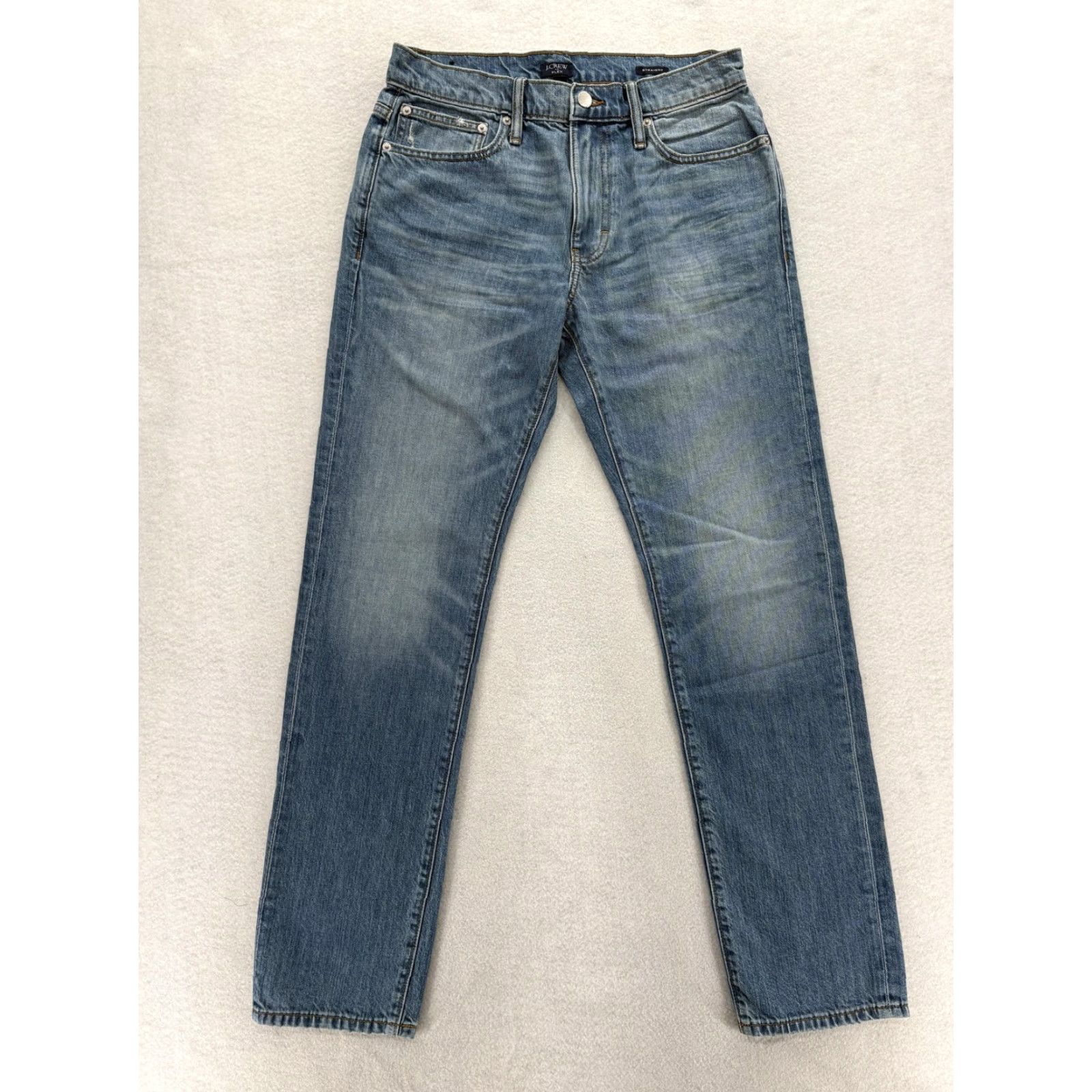 J.Crew J.CREW Flex Straight Jeans Mens 29x32 Blue Medium Wash Stretch Denim Preppy Size US 29 - 2 Thumbnail