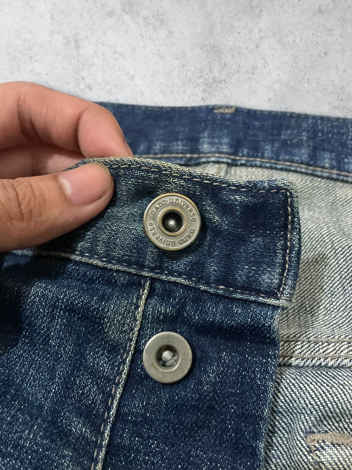 Number (N)ine Vintage Nano Universe Button Fly Blue Wash Loose Taper Jeans Size US 32 / EU 48 - 9 Thumbnail