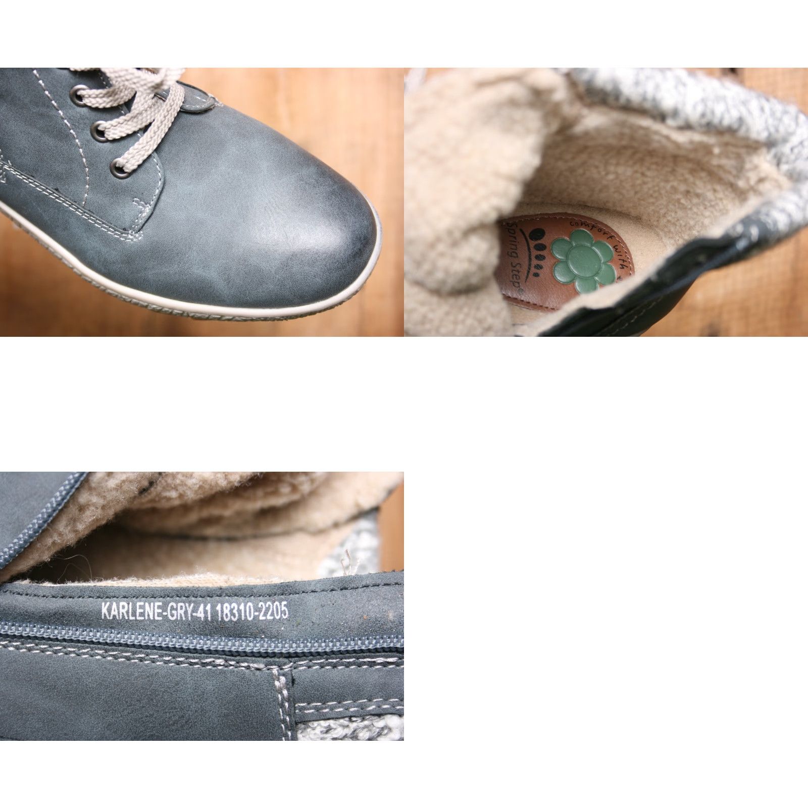 Vintage Spring Step Karlene Bootie Women EU 41 US 10.5 Gray Water Resistant Fleece Lined Ankle Boots Size L / US 10 / IT 46 - 8 Thumbnail