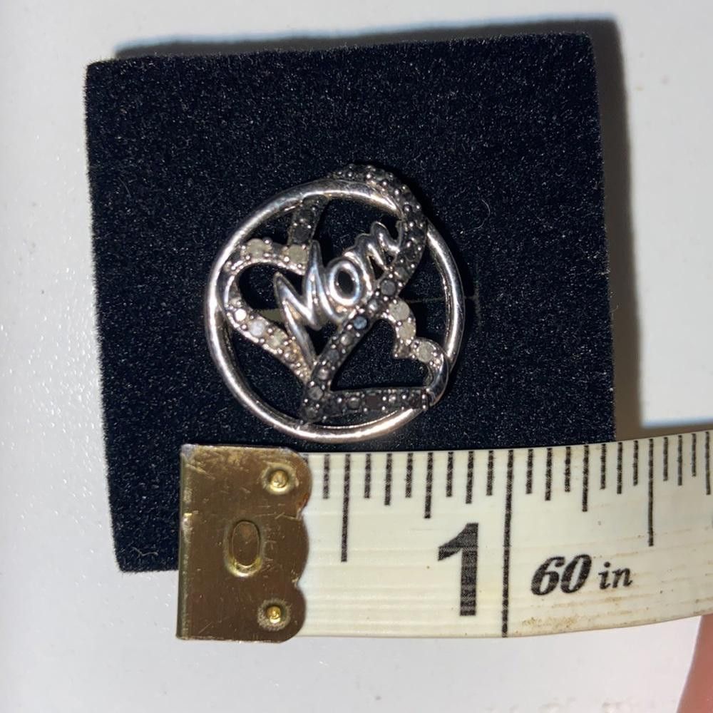 Designer Silver MOM Pendant W/ Cubic Zirconia & Black Onyx Size ONE SIZE - 3 Thumbnail