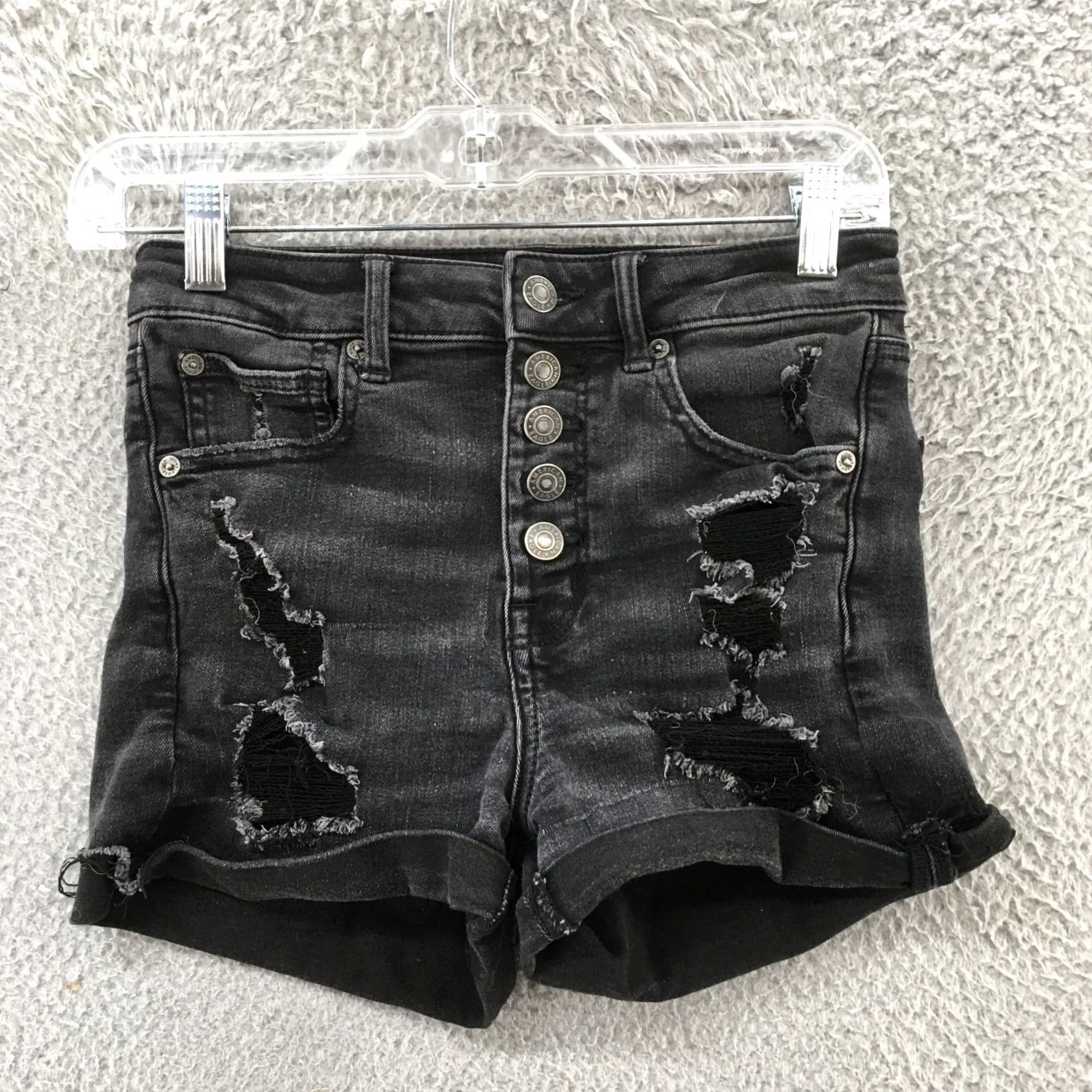 American Eagle Outfitters American Eagle Outfitters Next Level Stretch Cut-Off Shorts Womens 2 Black Cotton Blend Size 26" / US 2 / IT 38 - 2 Thumbnail