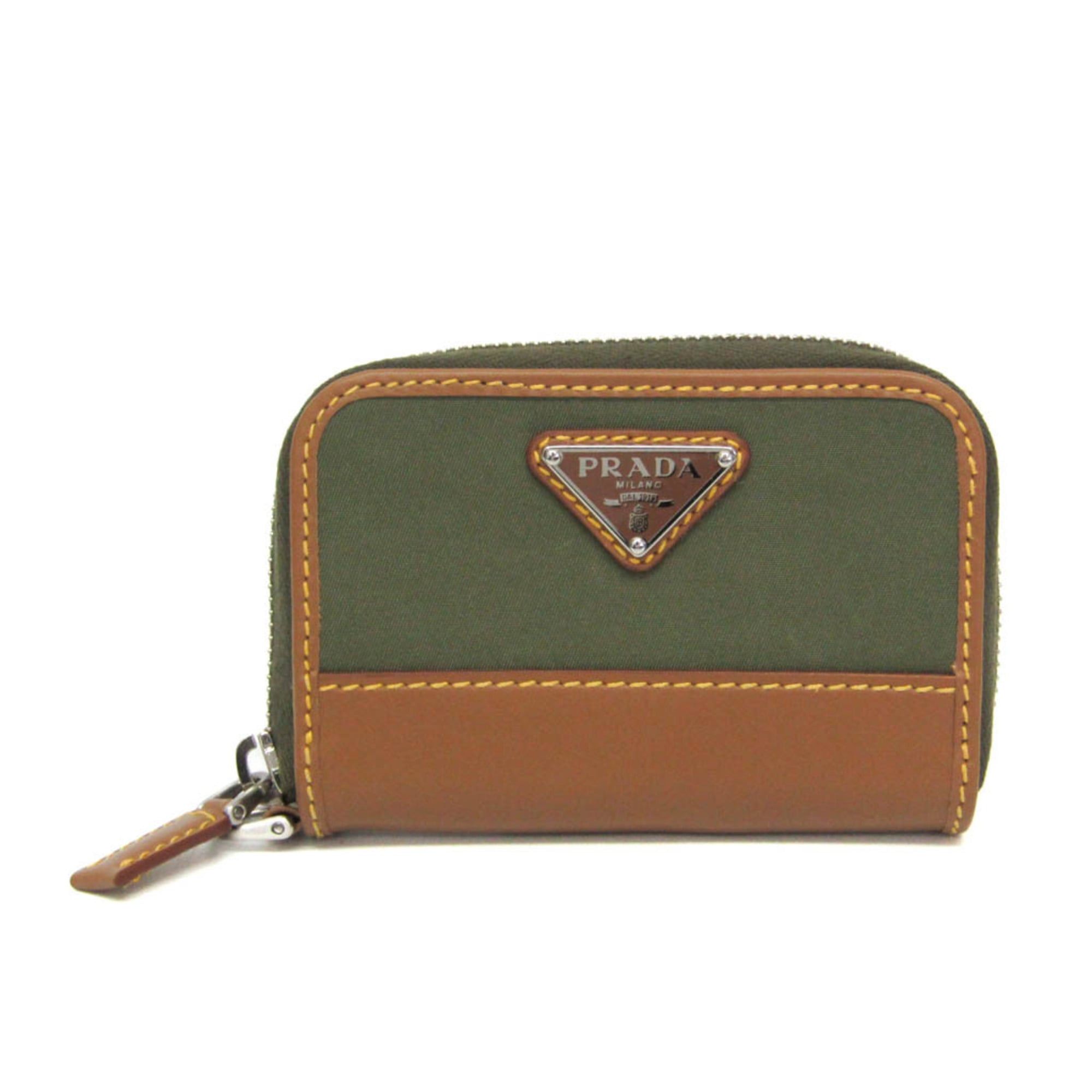 Prada Prada RE-NYLON Coin Card Holder 2MR039 Men,Women Nylon,Leather Coin Purse/coin Case Khaki,Light Brown Size ONE SIZE - 1 Thumbnail
