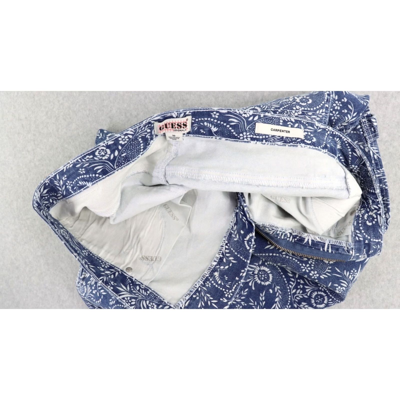 Guess GUESS Mens Jeans 32 Paisley Denim Carpenter Straight Fit Blue 27in Inseam Regular Size 32 Men Size US 32 / EU 48 - 5 Thumbnail