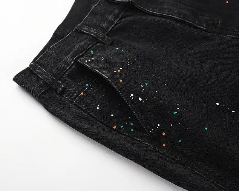 Jean Splattered Paint Flare Black Denim Jeans Size US 30 / EU 46 - 6 Thumbnail