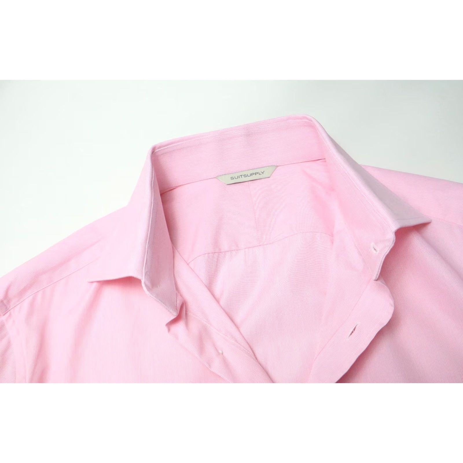 Suitsupply SUITSUPPLY Shirt Men's XL Pink Spread Collar Button Up Long Sleeve Pinstriped Size US XL / EU 56 / 4 - 4 Thumbnail