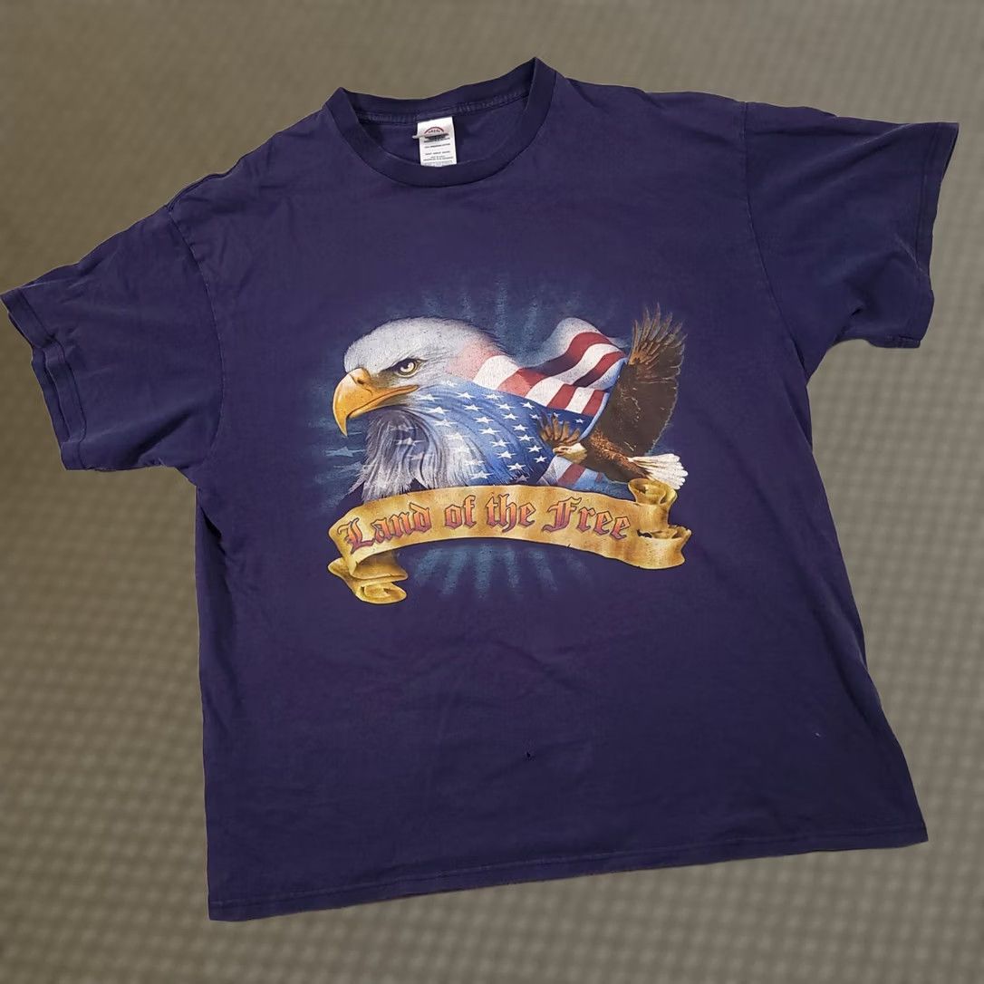 Delta VINTAGE American Flag Shirt Mens XL Blue Eagle Patriotic Land Of The Free USA Shirt Size US XL / EU 56 / 4 - 1 Thumbnail