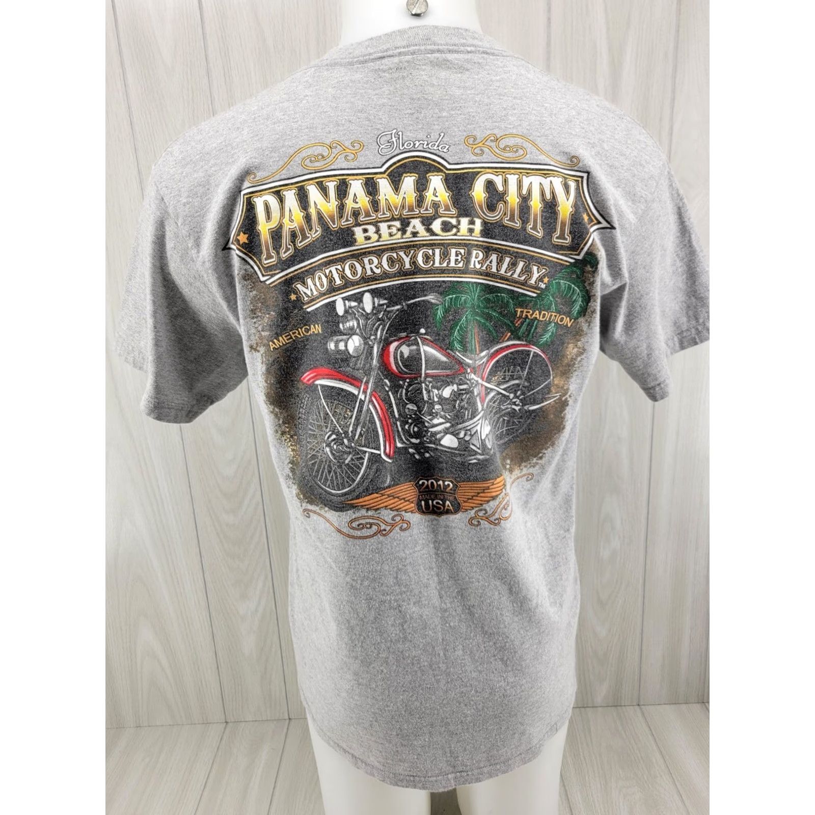 Delta VINTAGE Panama City Beach Rally Week Rider T-Shirt Gray L Men Shirt 2012 Biker Motorcycle Rock Skull Size US L / EU 52-54 / 3 - 2 Thumbnail