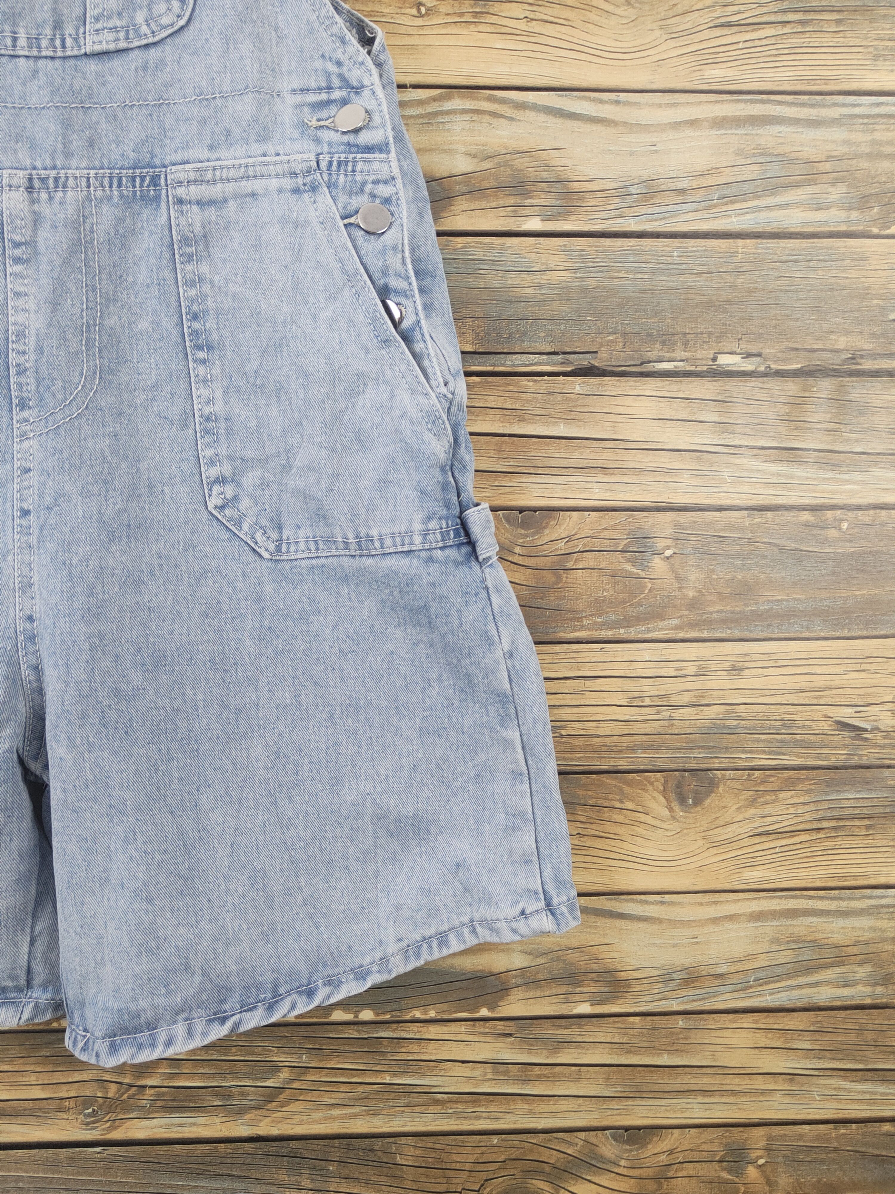 Japanese Brand × Vintage Japanese Brand Light Blue Denim Shortall Jumpsuits Size 33" - 5 Thumbnail